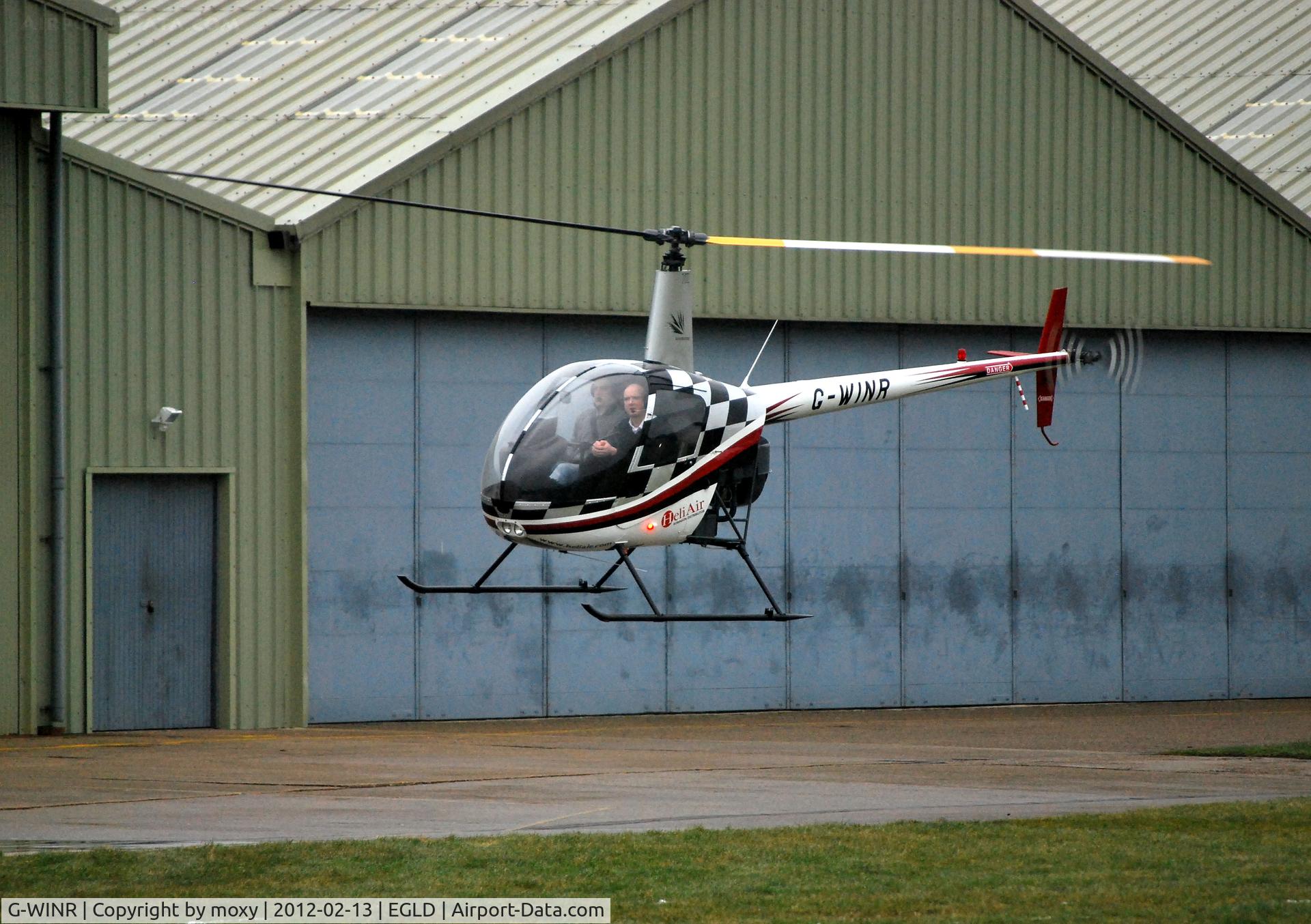 G-WINR, 1991 Robinson R22 Beta C/N 1709, Robinson R22 Beta arriving at Denham from Wycombe Air Park. Ex EI-CFE