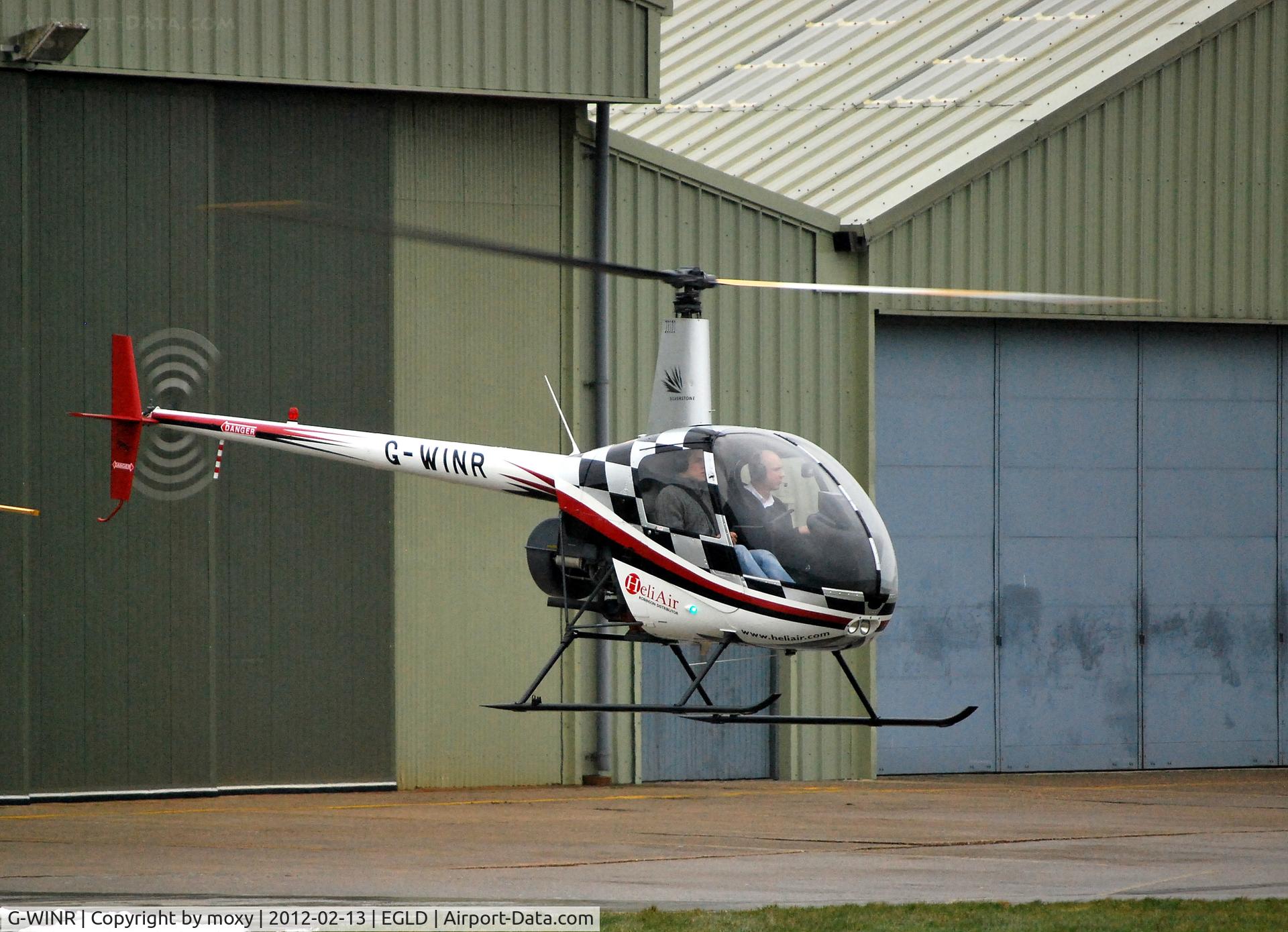 G-WINR, 1991 Robinson R22 Beta C/N 1709, Robinson R22 Beta arriving at Denham from Wycombe Air Park. Ex EI-CFE