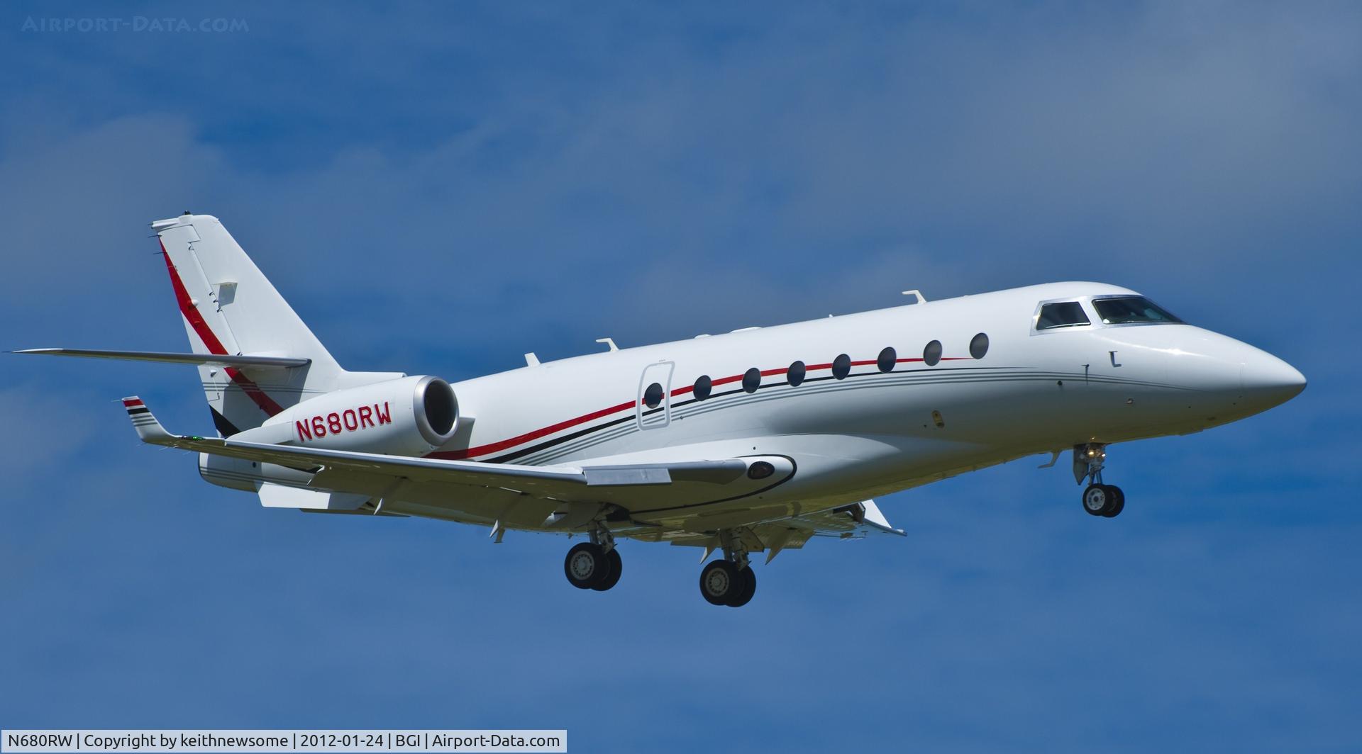 N680RW, 2007 Israel Aircraft Industries Gulfstream 200 C/N 163, Finals for landing on 09 at Grantley Adams International, Barbados.
