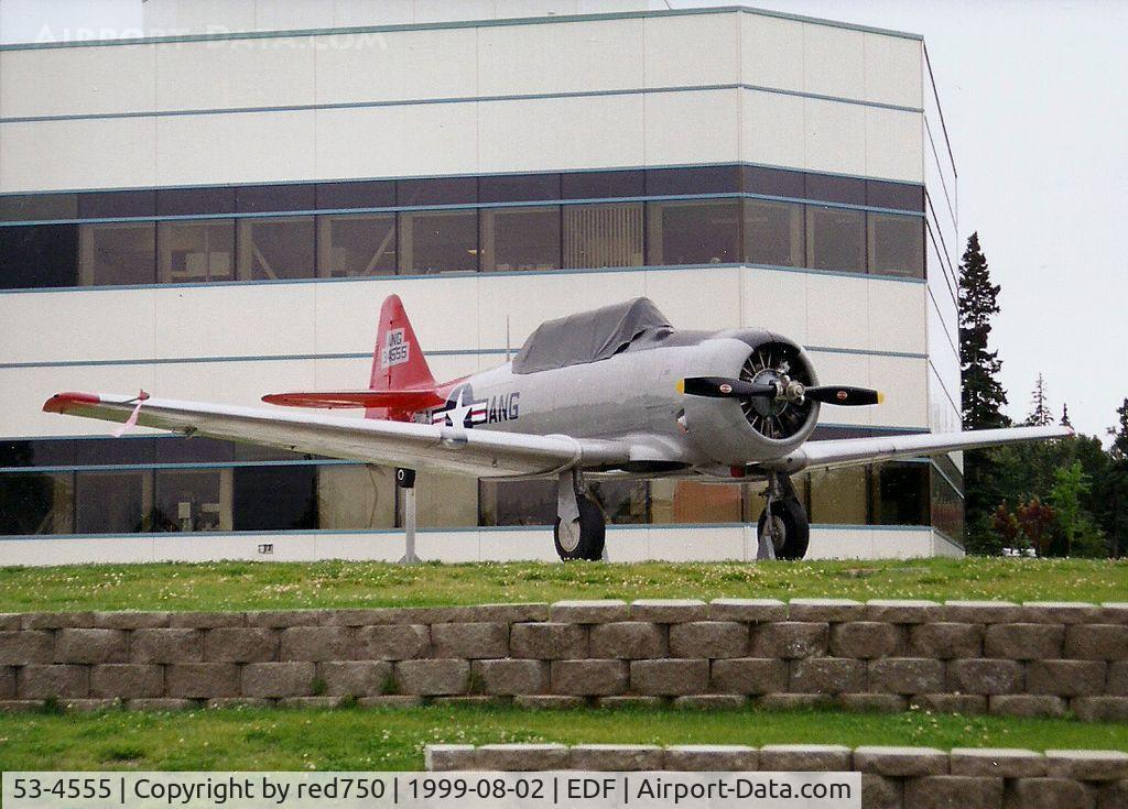 53-4555, 1953 North American T-6G Texan C/N 197-51, Photograph by Edwin van Opstal with permission. Scanned from a color print. On display at Kulis ANG base Alaska before it closed.
