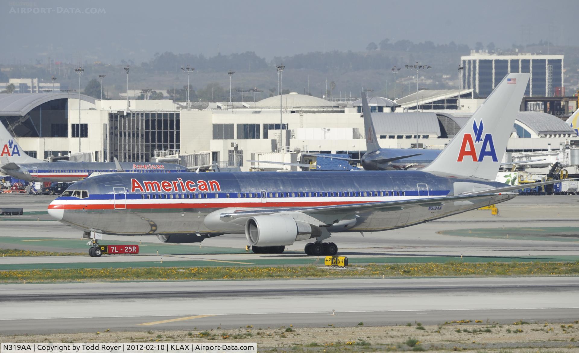 N319AA, 1985 Boeing 767-223 C/N 22320, Just arrived at LAX on 25L