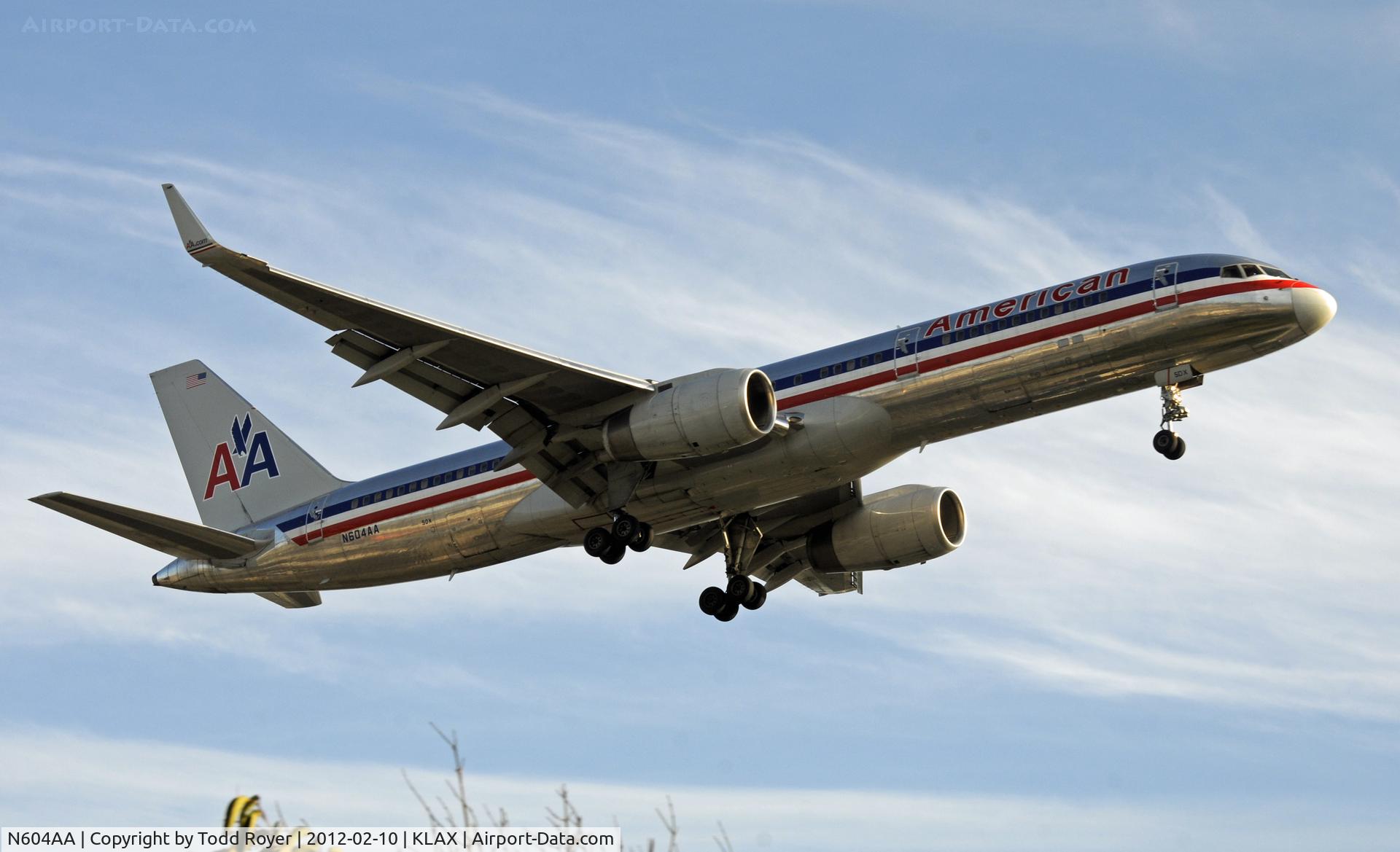 N604AA, 1995 Boeing 757-223 C/N 27055, Arriving at LAX on 24R