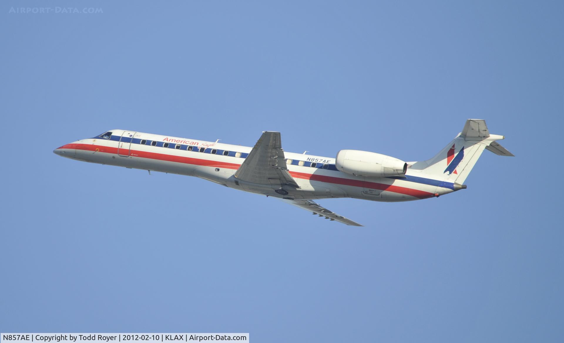 N857AE, 2003 Embraer ERJ-140LR (EMB-135KL) C/N 145752, Departing LAX on 25R