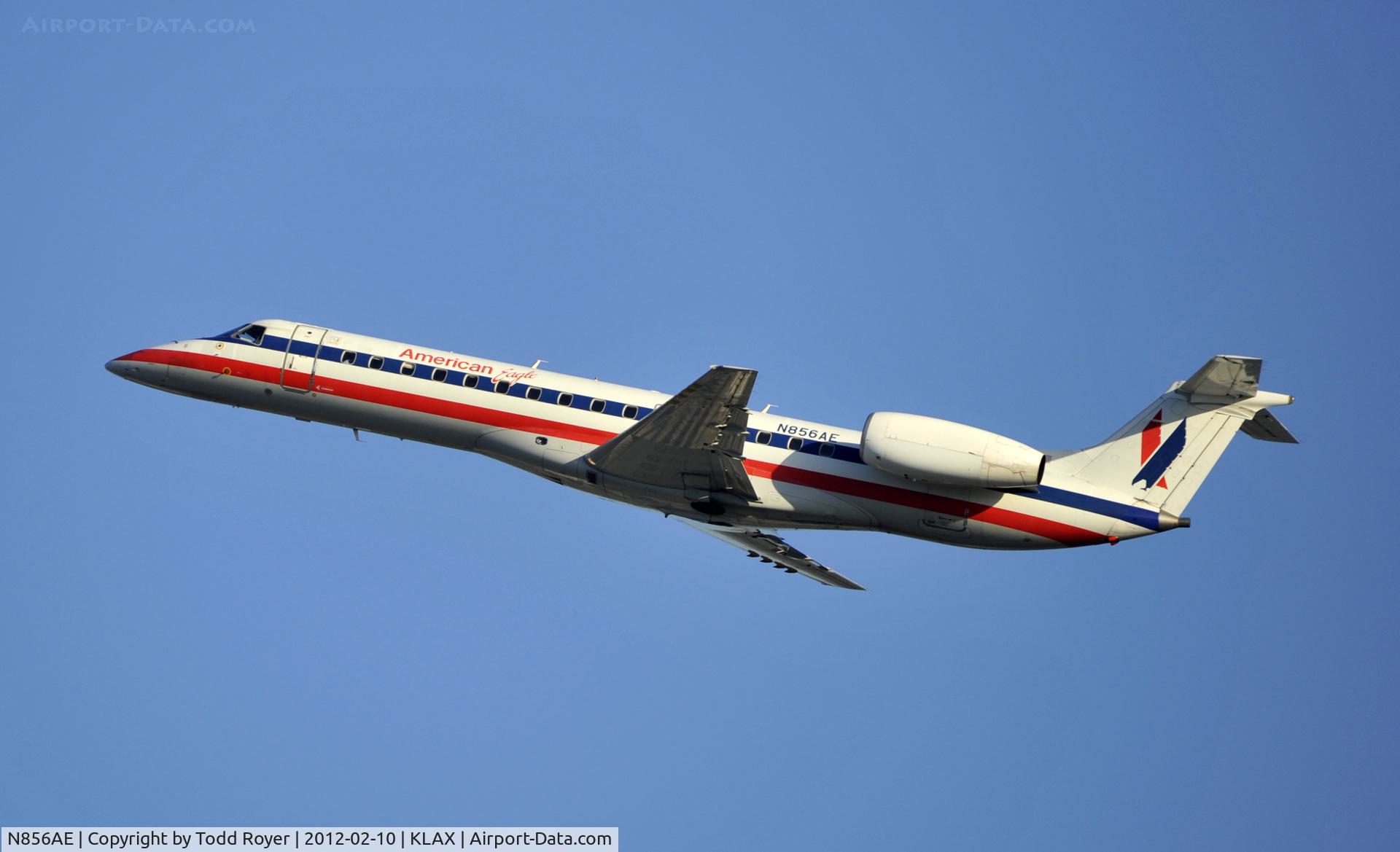 N856AE, 2003 Embraer ERJ-140LR (EMB-135KL) C/N 145748, Departing LAX on 25R