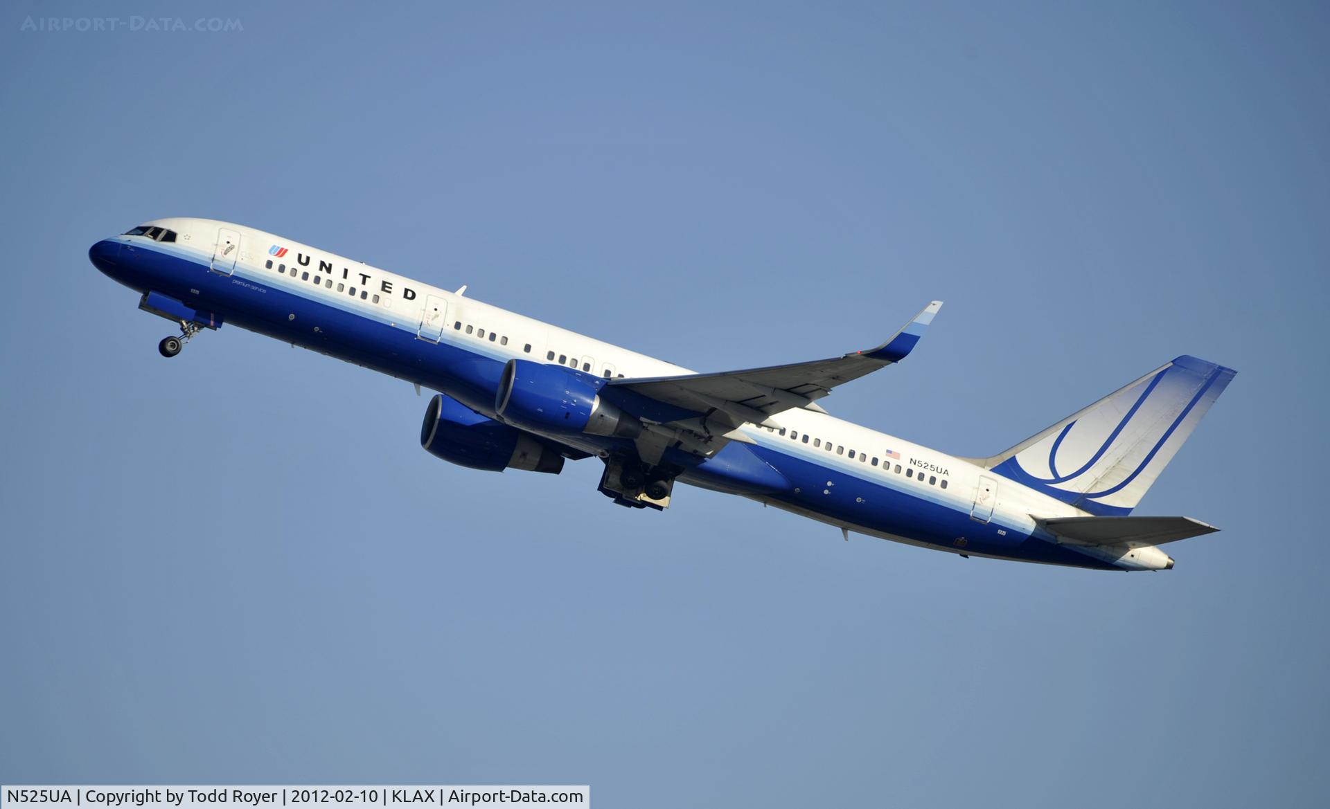 N525UA, 1991 Boeing 757-222 C/N 24978, Departing LAX on 25R