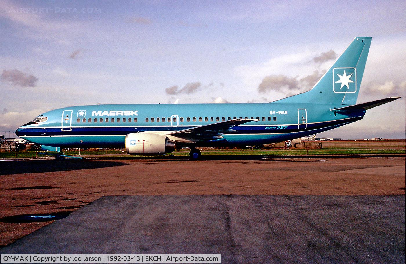 OY-MAK, 1992 Boeing 737-3L9 C/N 26440, Copenhagen Kastrup 13.3.92