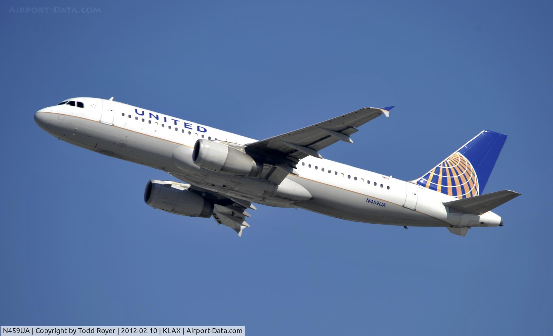 N459UA, 2000 Airbus A320-232 C/N 1192, Departing LAX on 25R