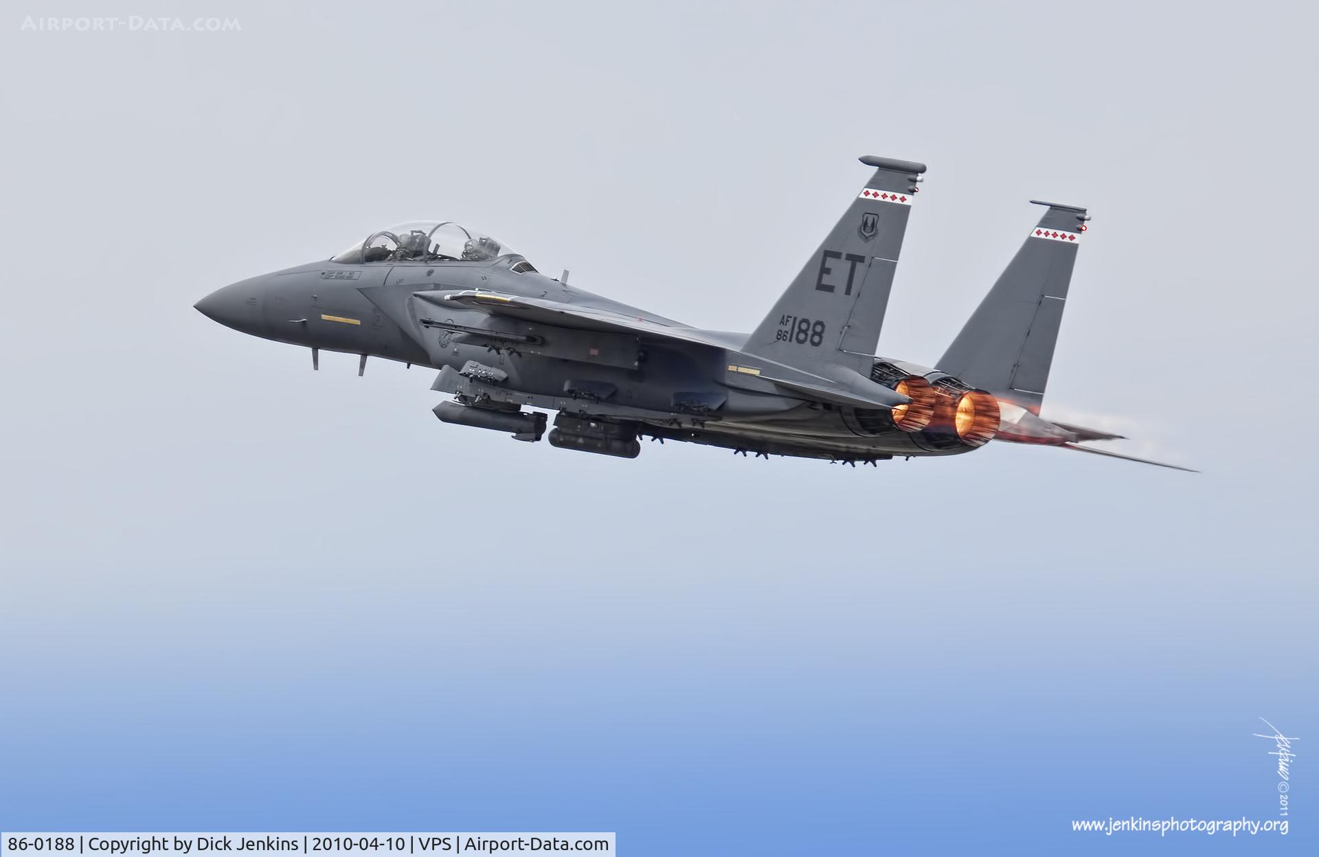 86-0188, 1988 McDonnell Douglas F-15E Strike Eagle C/N 1026/E006, Participant in the Eglin Air Show on April 10, 2010.
