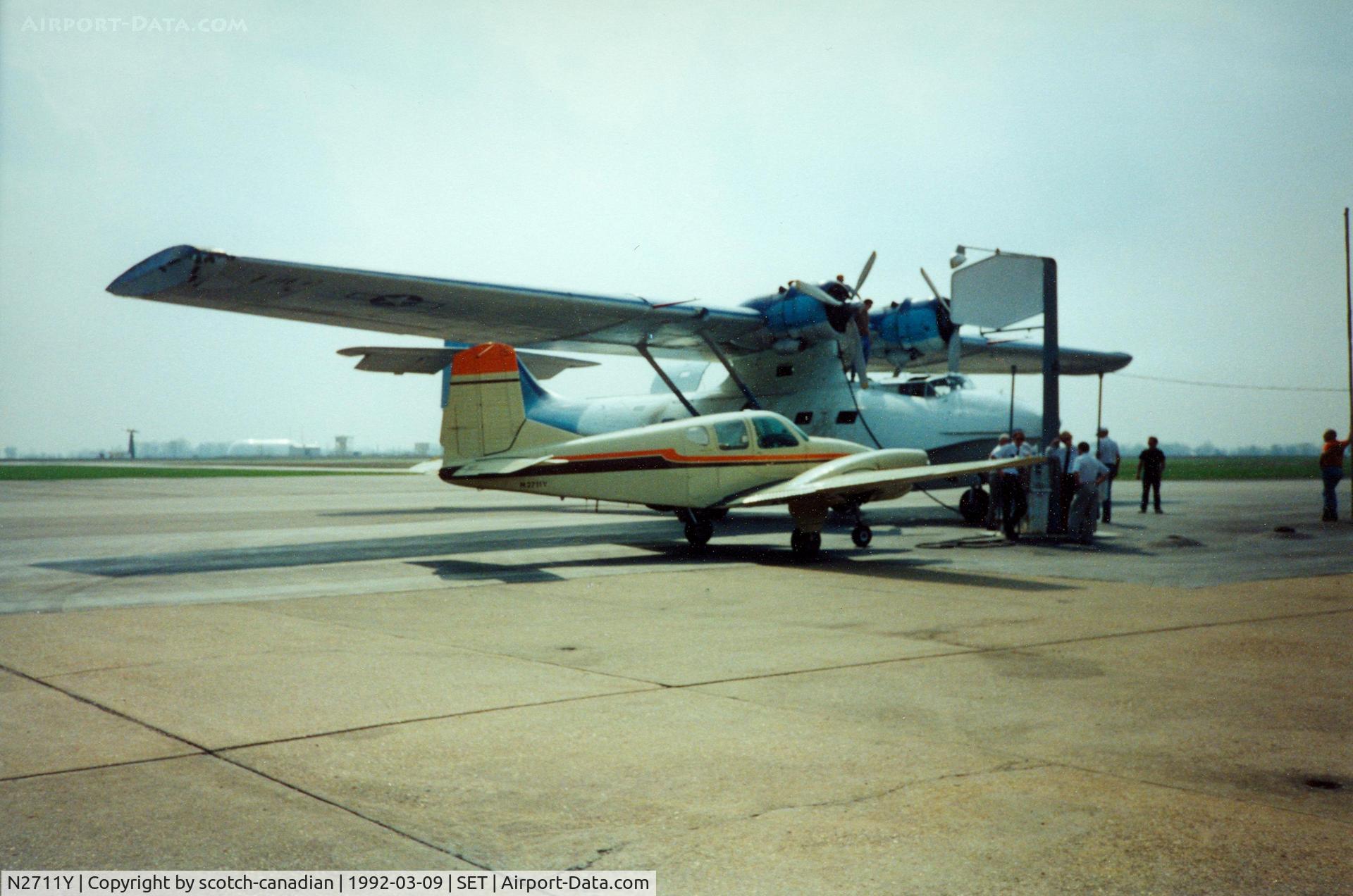 N2711Y, Beech 95 Travel Air C/N TD-36, Beech 95 Travel Air N2711Y  and PBY Catalina at St. Charles County Smartt Airport, St. Charles, MO. In 1992 this airfield's FAA identifier was 3SZ.