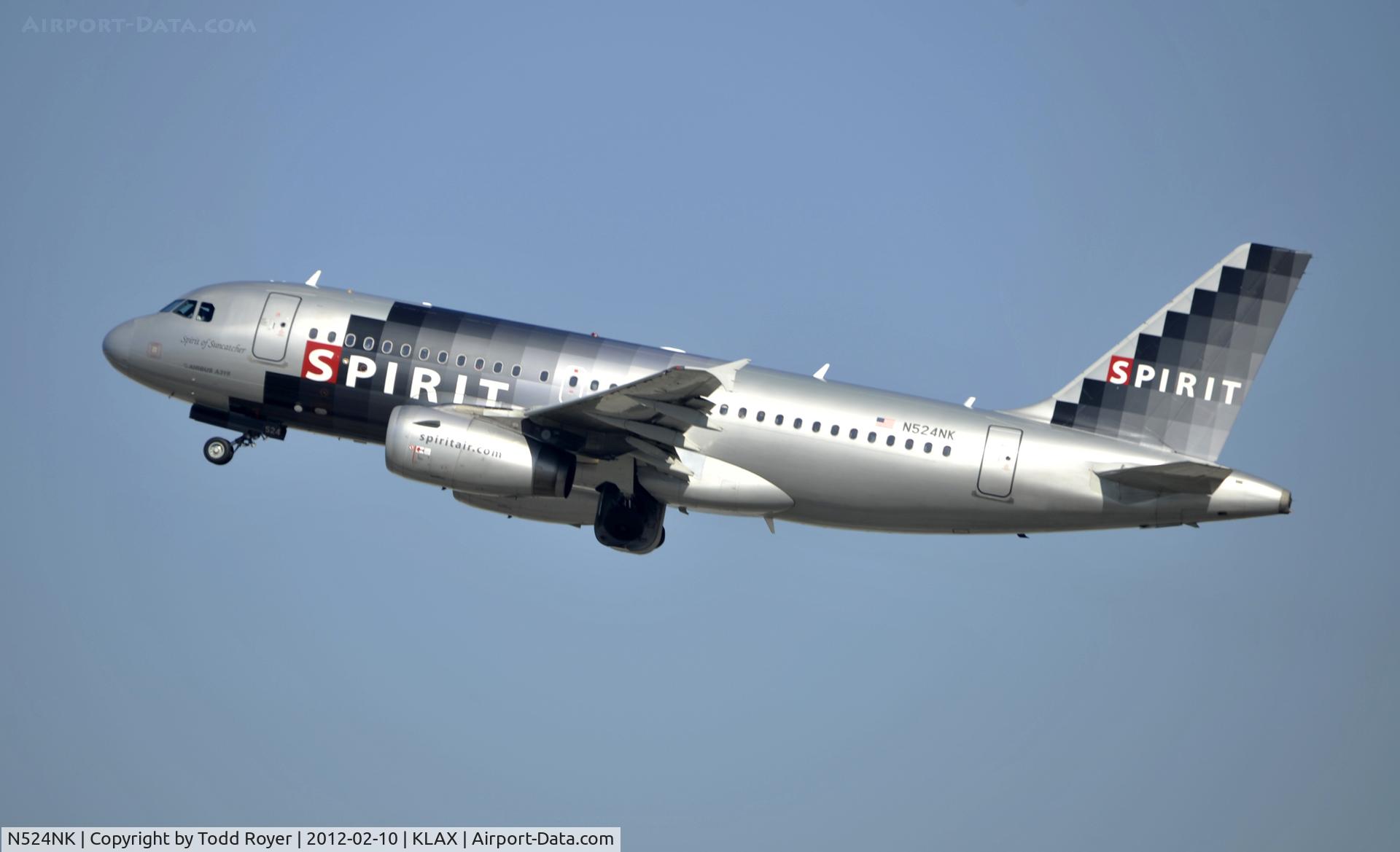 N524NK, 2006 Airbus A319-132 C/N 2929, Departing LAX on 25R