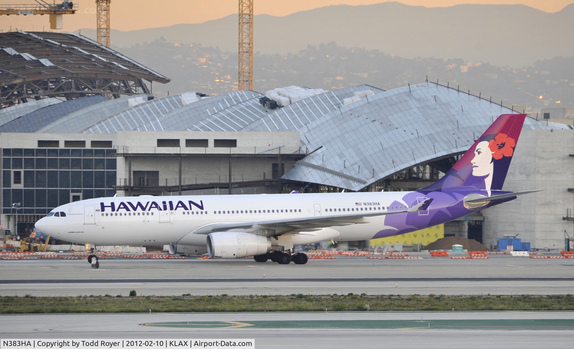 N383HA, 2011 Airbus A330-243 C/N 1217, Taxi to gate