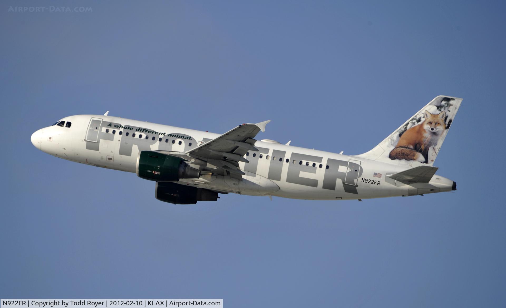 N922FR, 2003 Airbus A319-111 C/N 2012, Departing LAX on 25R
