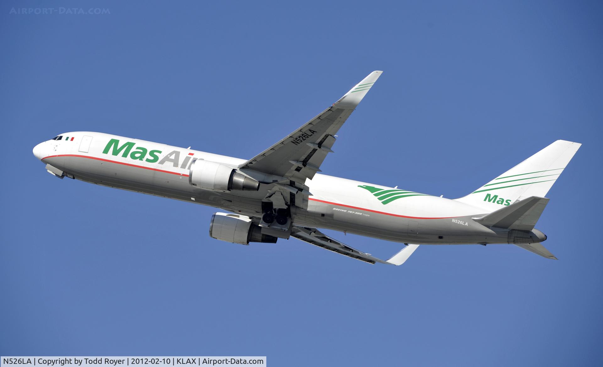 N526LA, 2007 Boeing 767-346F C/N 35817, Departing LAX on 25R