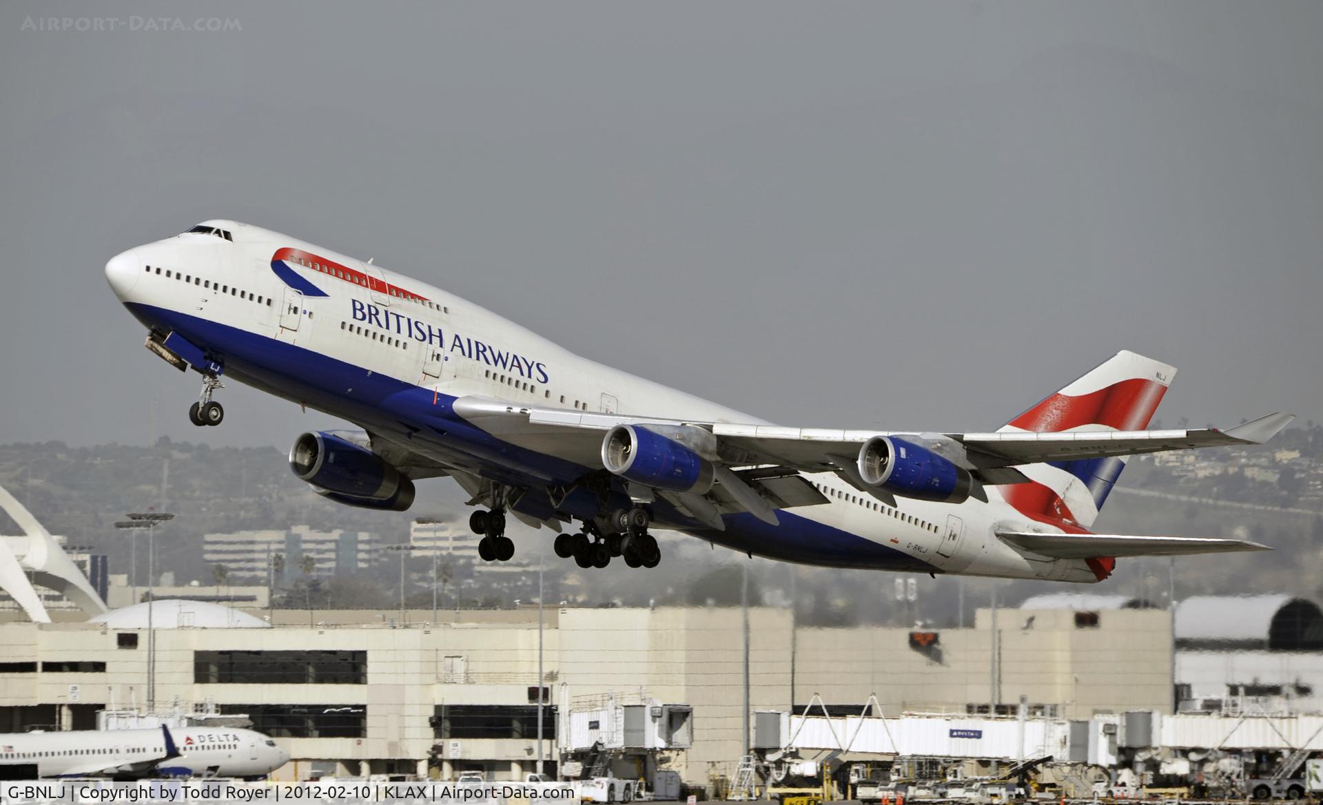 G-BNLJ, 1990 Boeing 747-436 C/N 24052, Departing LAX on 25R