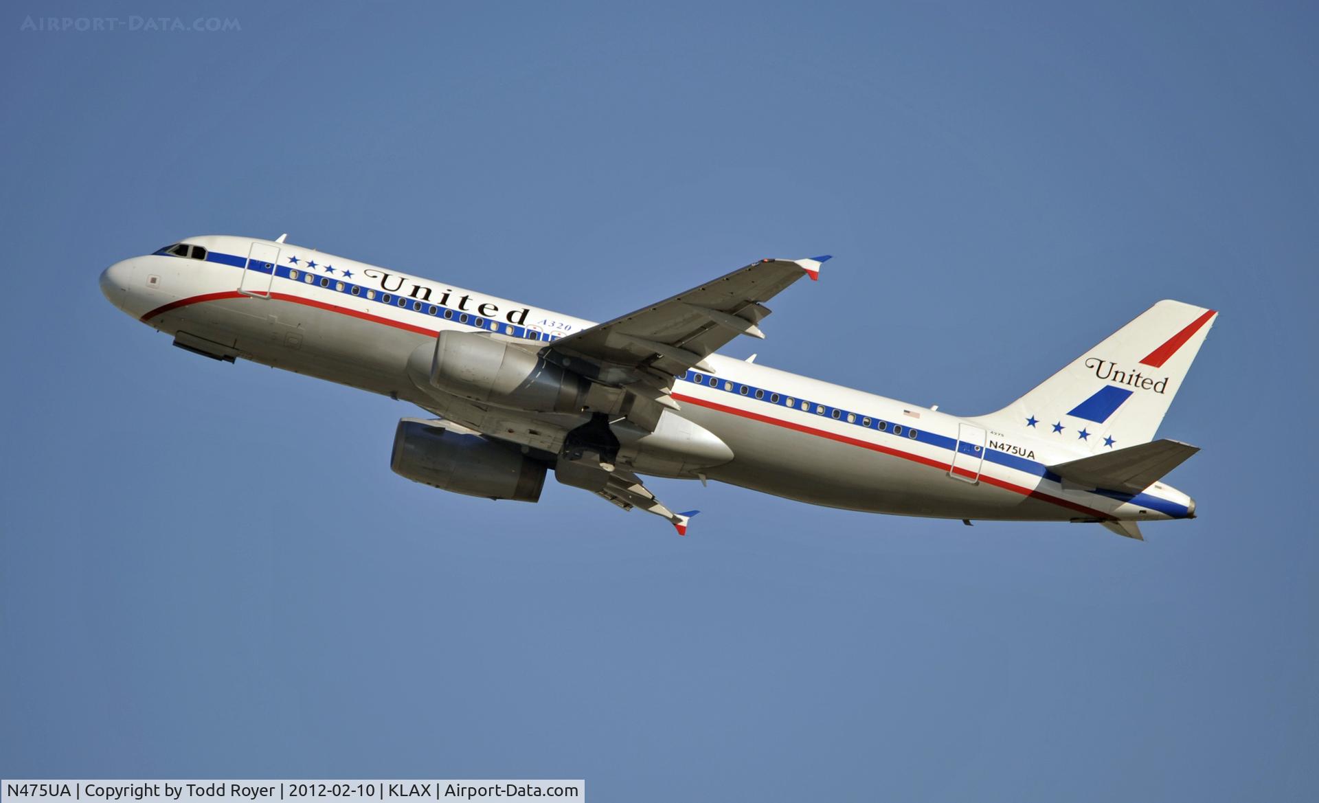 N475UA, 2001 Airbus A320-232 C/N 1495, Departin LAX on 25R
