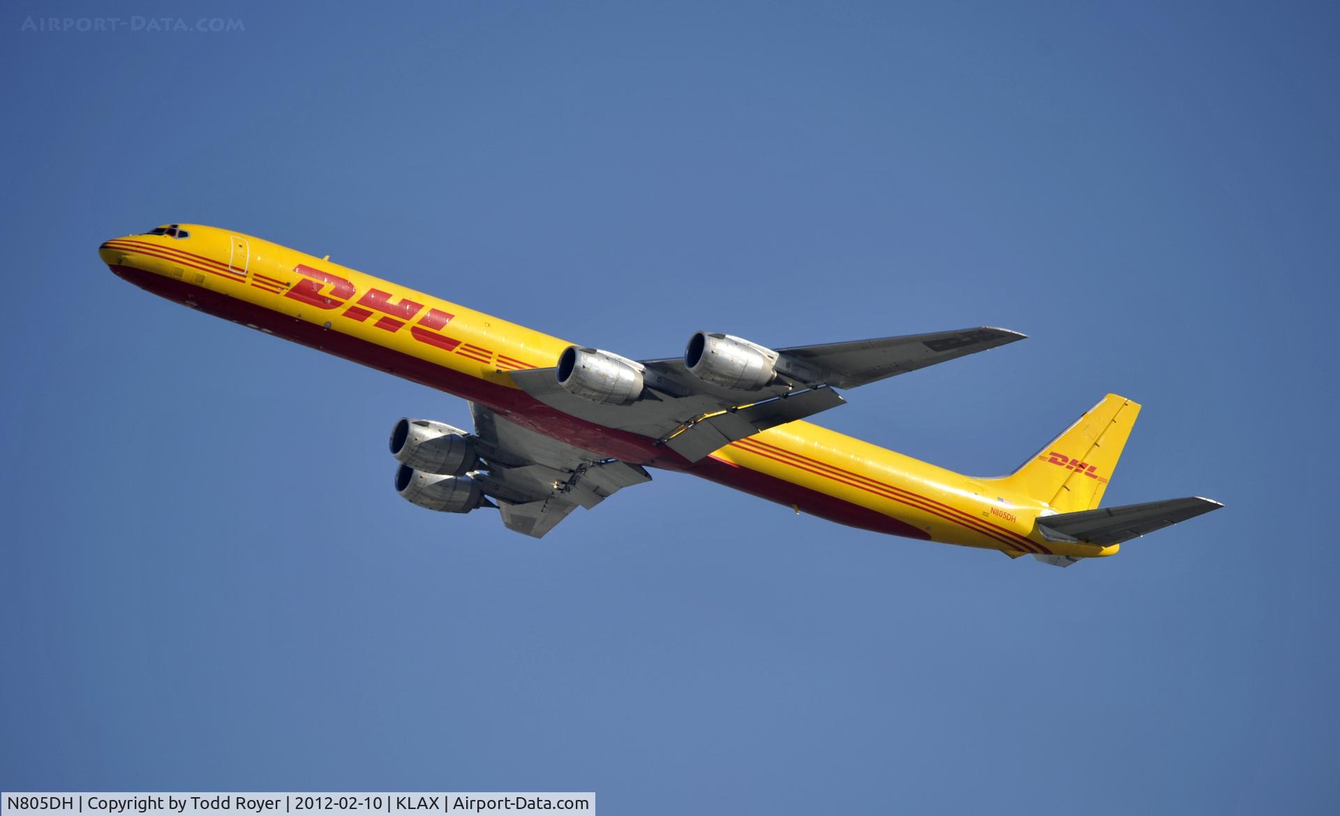 N805DH, 1970 Douglas DC-8-73F C/N 46125, Departing LAX on 25R