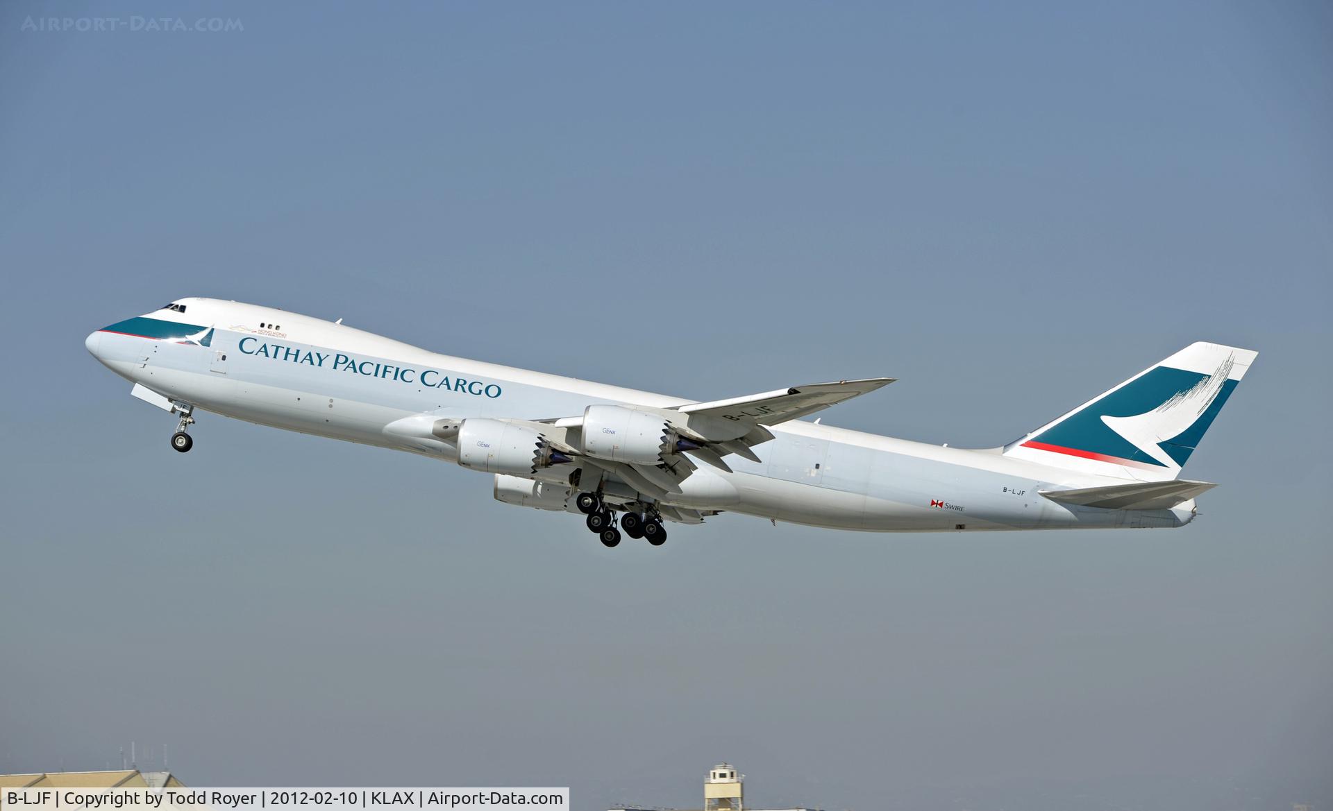 B-LJF, 2011 Boeing 747-867F/SCD C/N 39243, Departing LAX on 25L