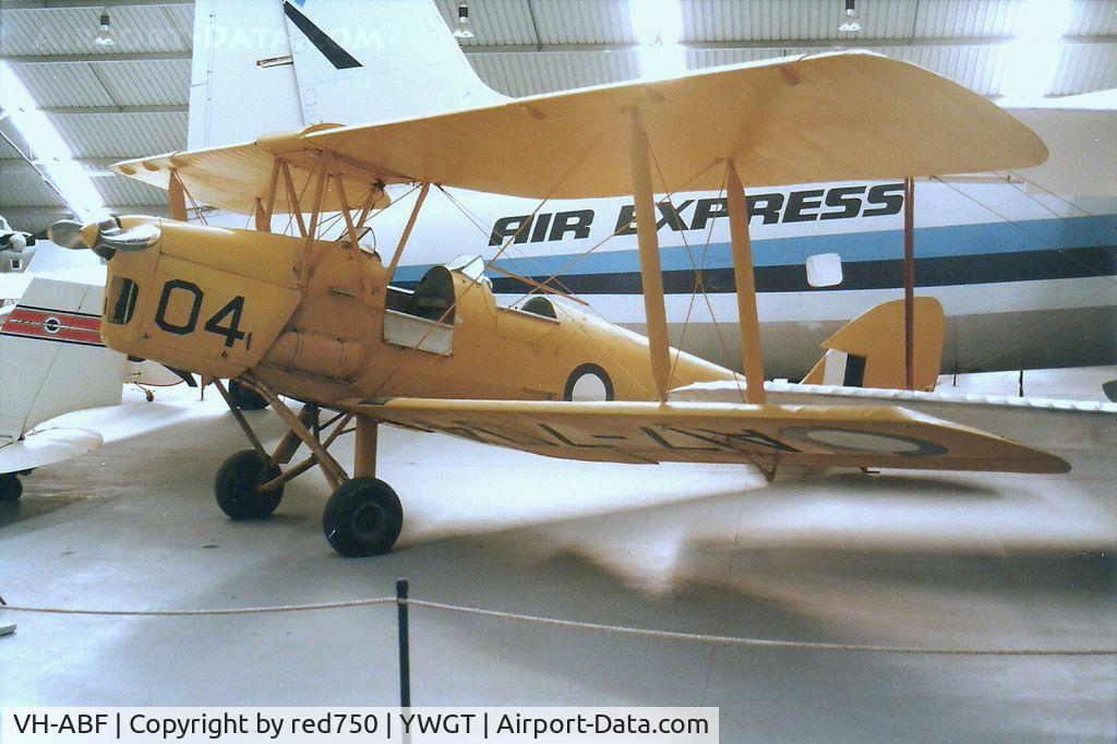 VH-ABF, 1948 De Havilland Australia DH-82A Tiger Moth C/N DHA836, Photograph by Edwin van Opstal with permission. Scanned from a color print. This photo was taken when the aircraft was on display at the now defunct Drage Airworld museum at Wangaratta Vic.