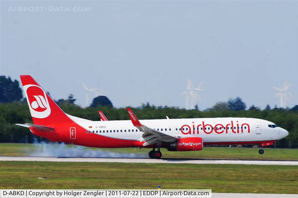 D-ABKD, 2009 Boeing 737-86J C/N 37742, Touch down on rwy 08L.....