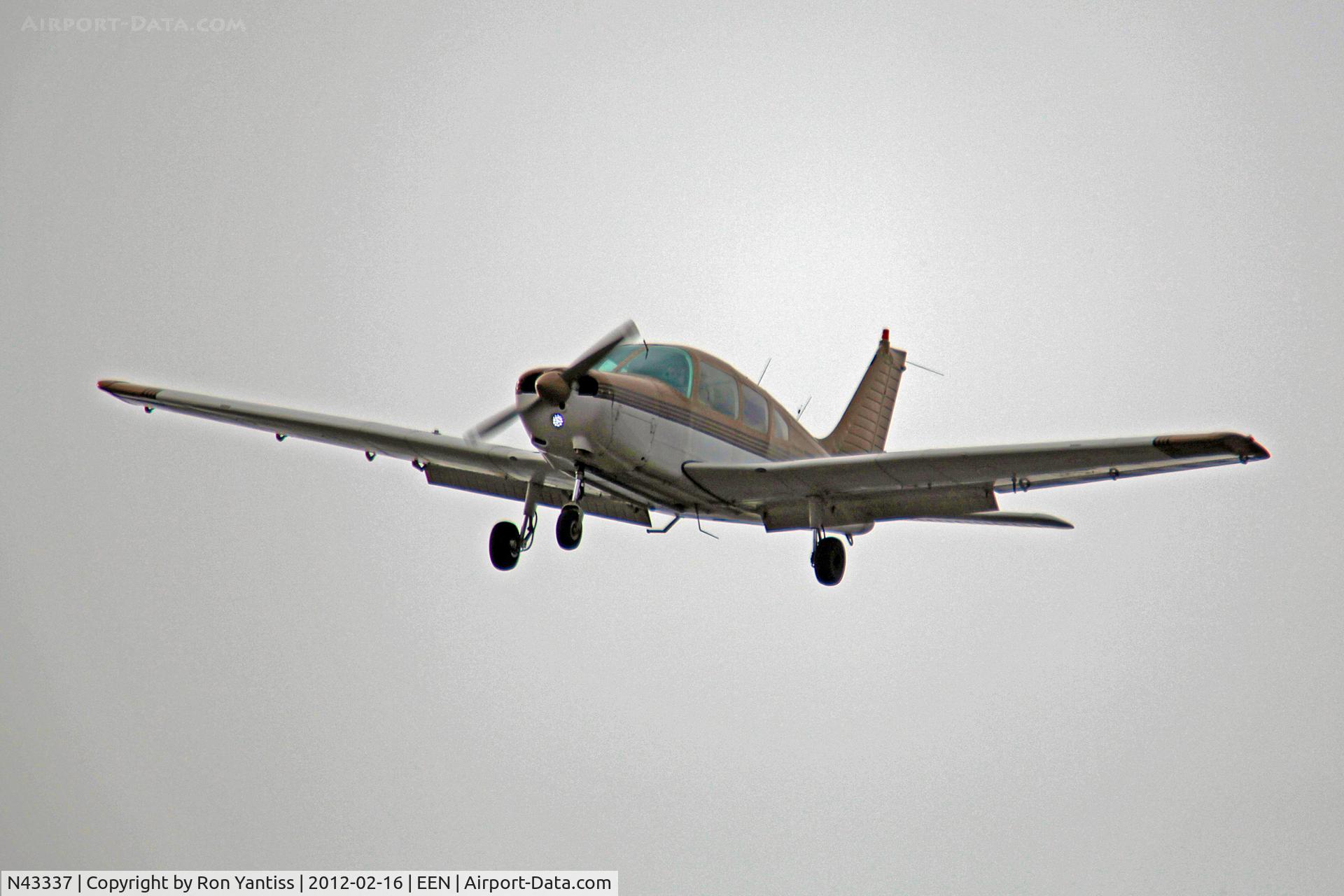 N43337, 1974 Piper PA-28-151 C/N 28-7415473, Short final runway 02, Dillant-Hopkins Airport, Keene, NH