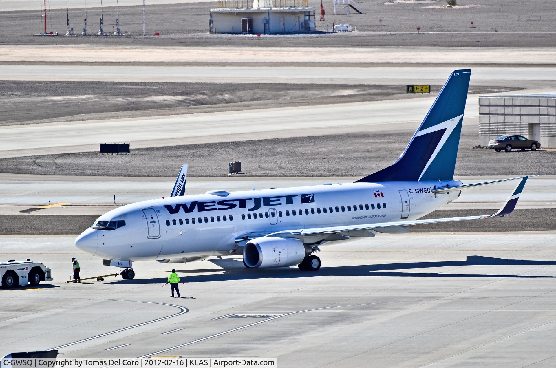 C-GWSQ, 2009 Boeing 737-7CT C/N 37091, C-GWSQ WestJet Boeing 737-7CT / 259 (cn 37091/3134)

- Las Vegas - McCarran International (LAS / KLAS)
USA - Nevada, February 16, 2012
Photo: Tomás Del Coro
