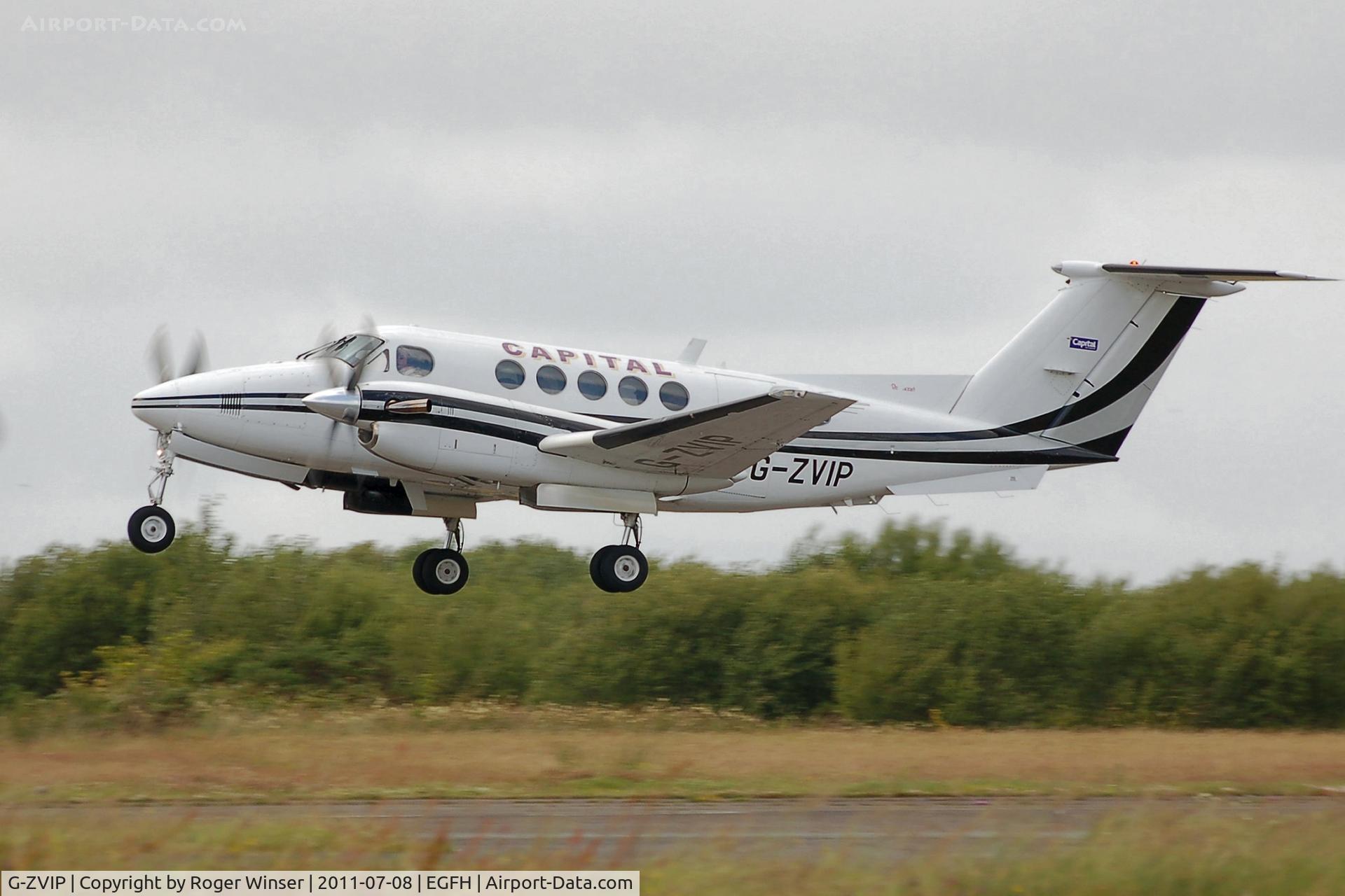 G-ZVIP, 1975 Beech 200 Super King Air C/N BB-108, Capital Air Charter's Super King Air departing Runway 22.