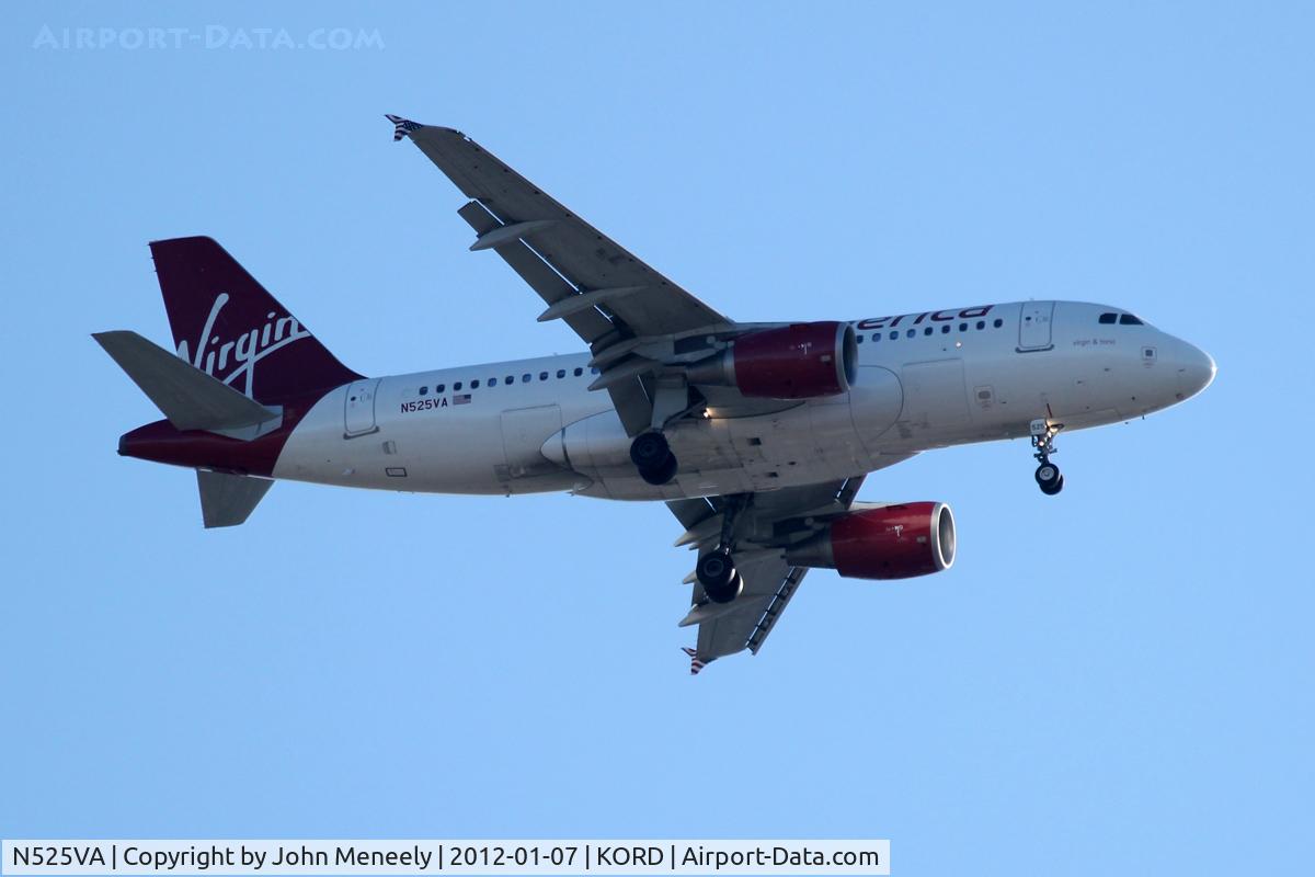 N525VA, 2007 Airbus A319-112 C/N 3324, Taken from Harlem/Foster intersection in Chicago.