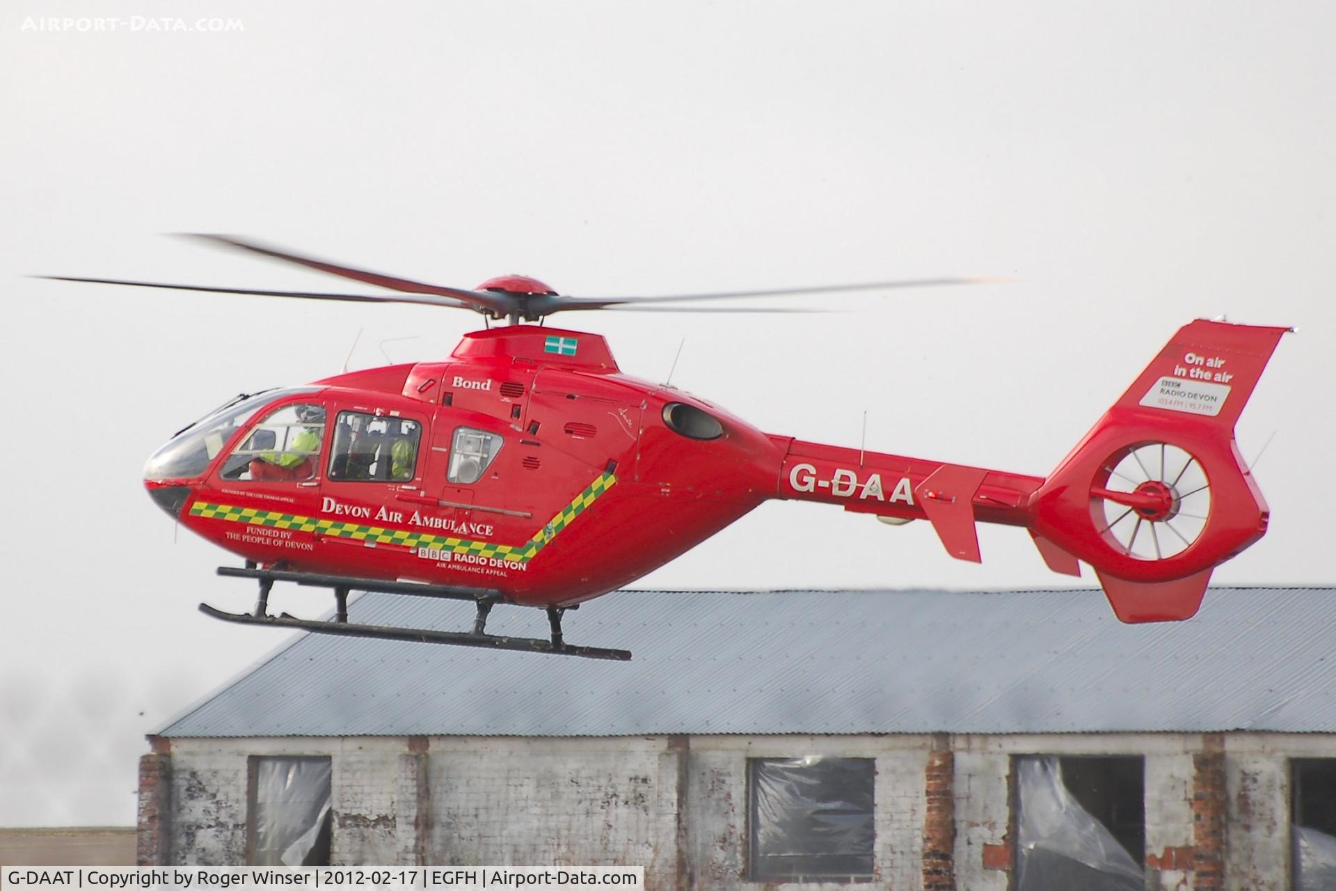 G-DAAT, 2003 Eurocopter EC-135T-2 C/N 0312, Devon Air Ambulance departing Swansea Airport.