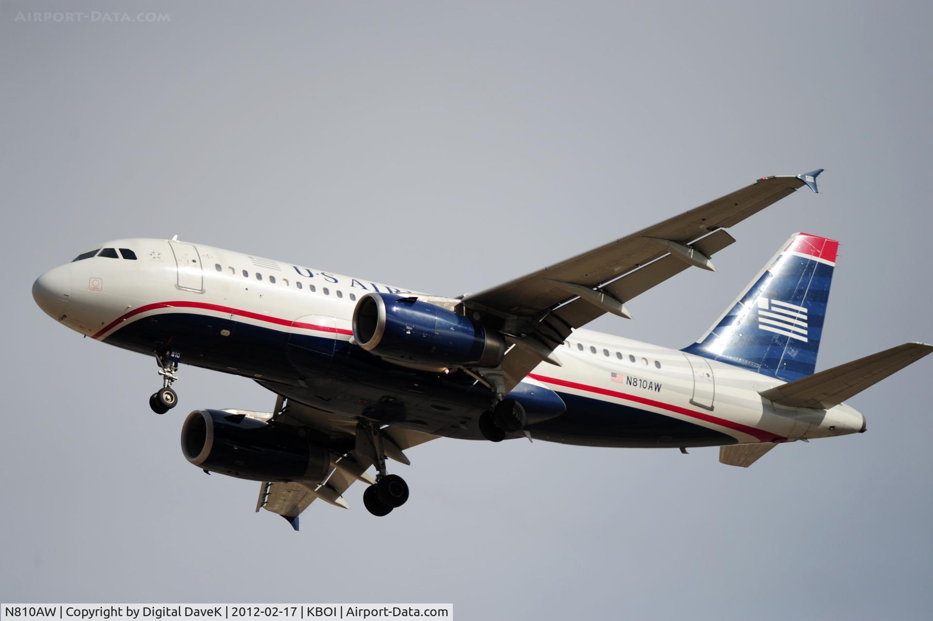 N810AW, 1999 Airbus A319-132 C/N 1116, East approach @ KBOI