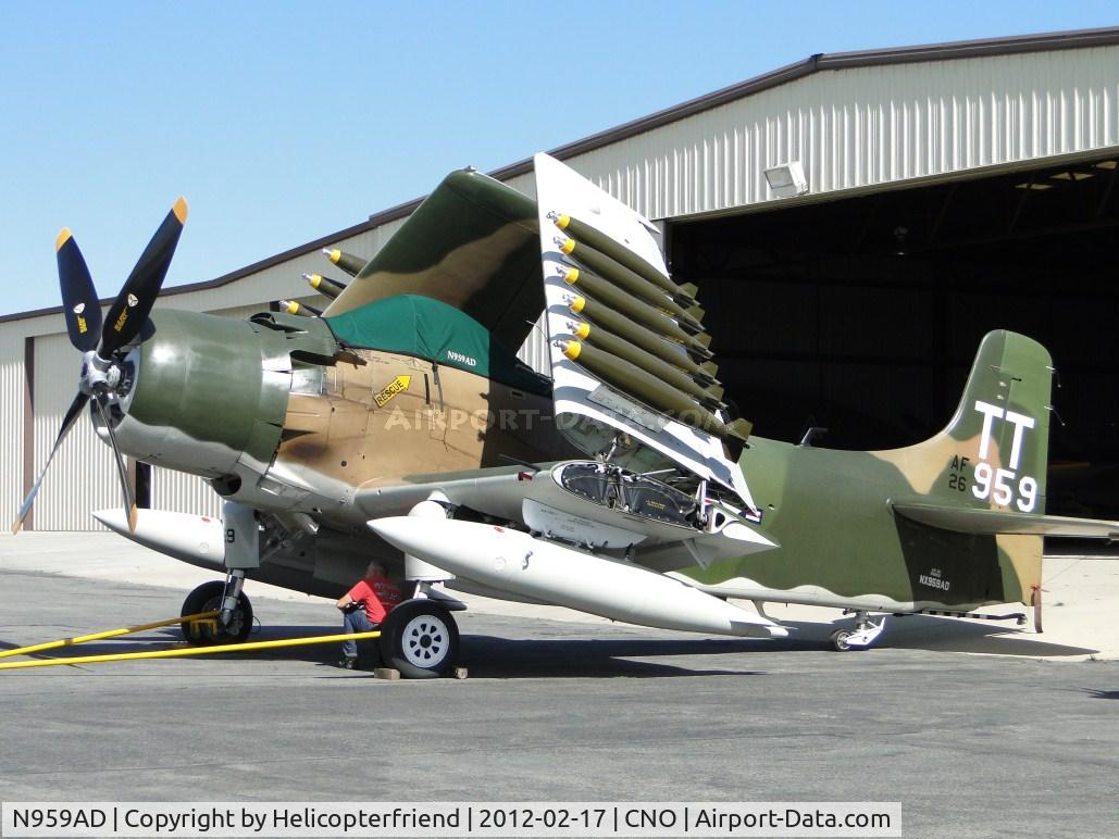N959AD, Douglas A-1D Skyraider (AD-4NA) C/N 7759, Covered up and just towed out of Planes of Fame hanger