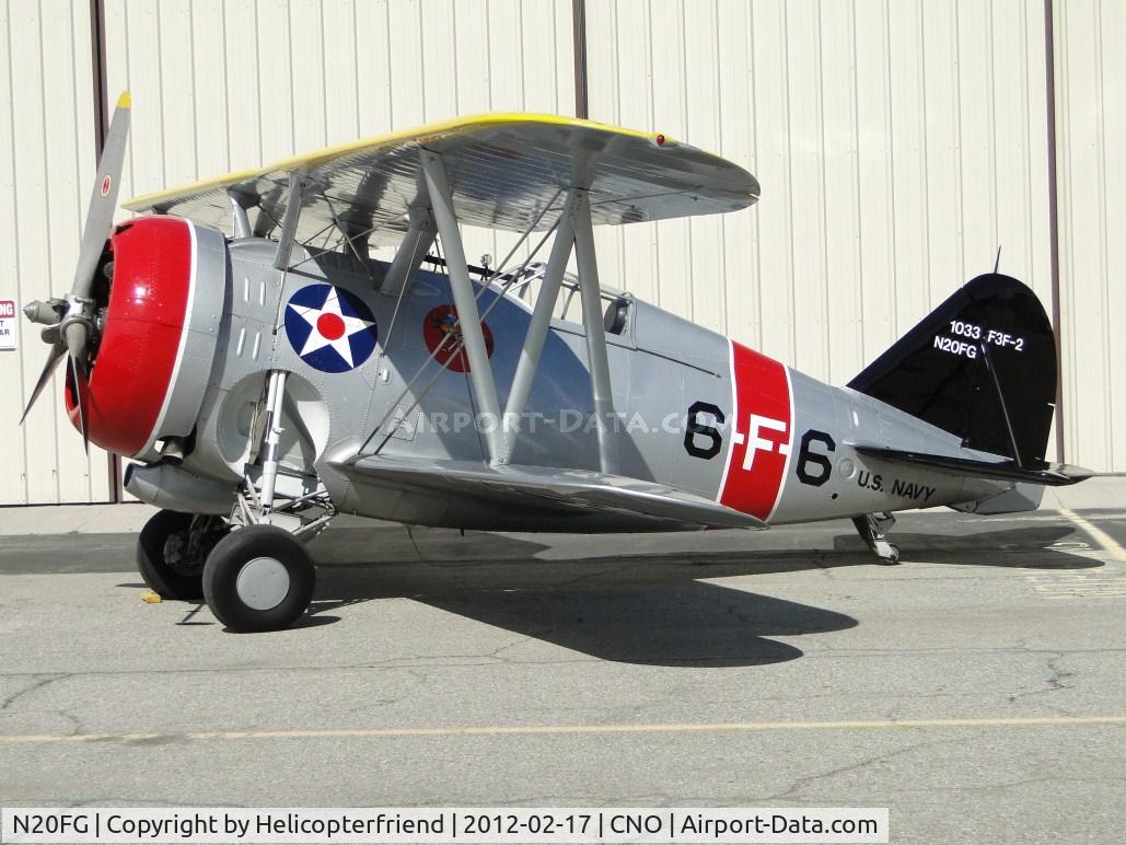 N20FG, 1938 Grumman F3F-2 C/N 1033, Parked outside Planes of Fame hanger area. XF3F-3 (internal company designation G-19), 950 hp Wright R-1820-22 radial engine