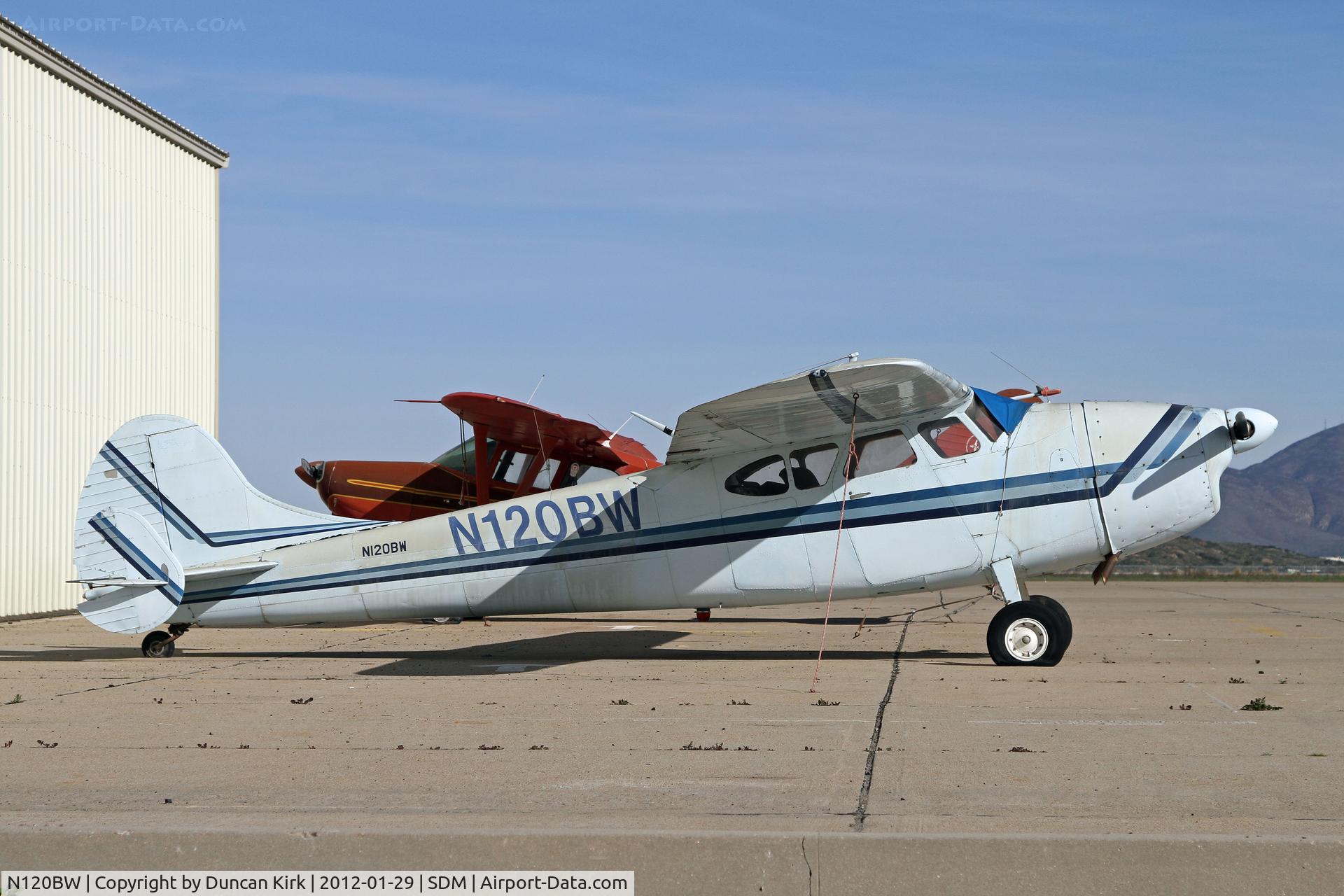 N120BW, 1949 Cessna 195A C/N 7386, Long time Brown Field inhabitant