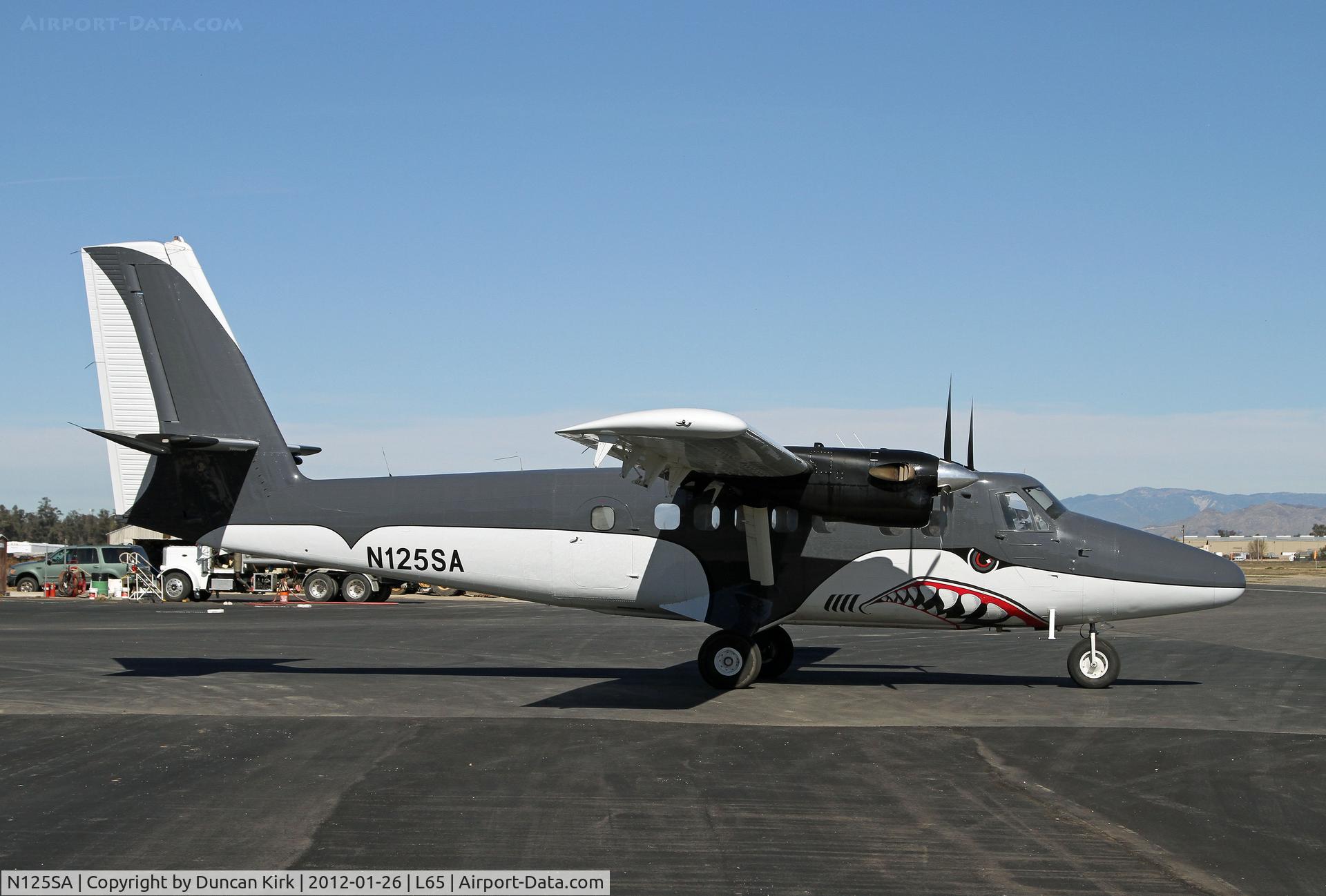 N125SA, 1968 De Havilland Canada DHC-6 Twin Otter C/N 104, Shark mouths are in for the Perris Valley skydiving Twin Otters