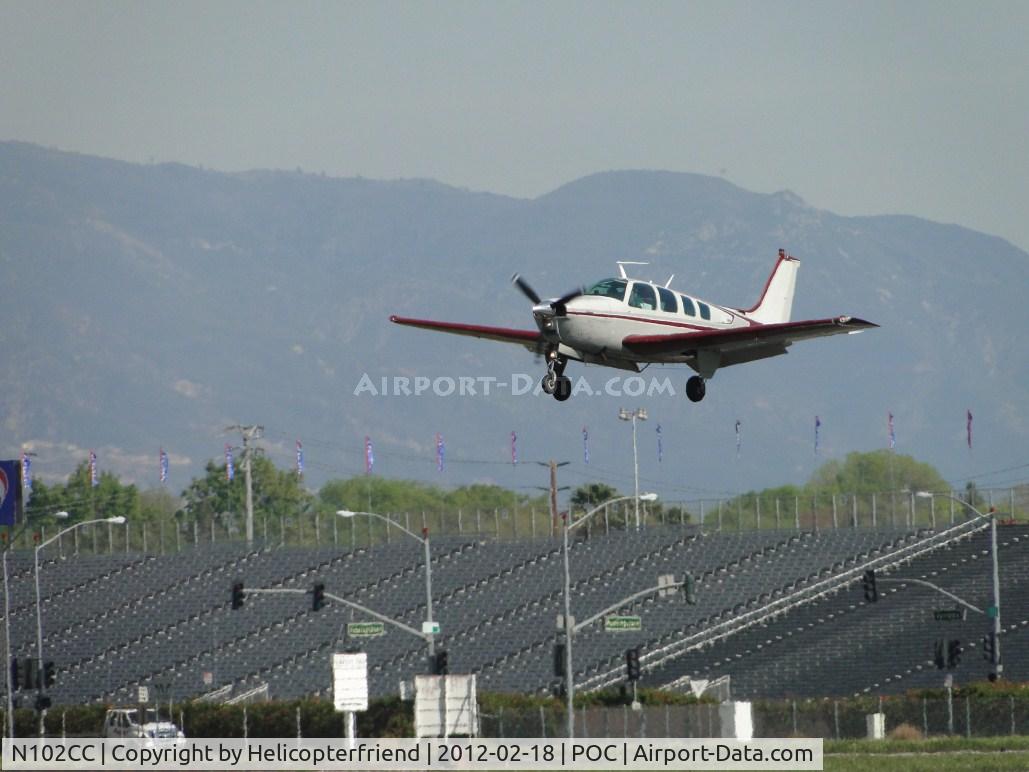 N102CC, 1972 Beech A36 Bonanza 36 C/N E-383, On final for 26L