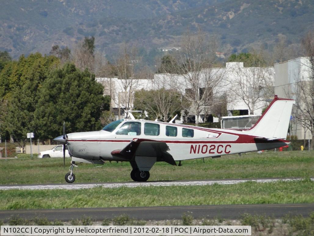 N102CC, 1972 Beech A36 Bonanza 36 C/N E-383, Touching down
