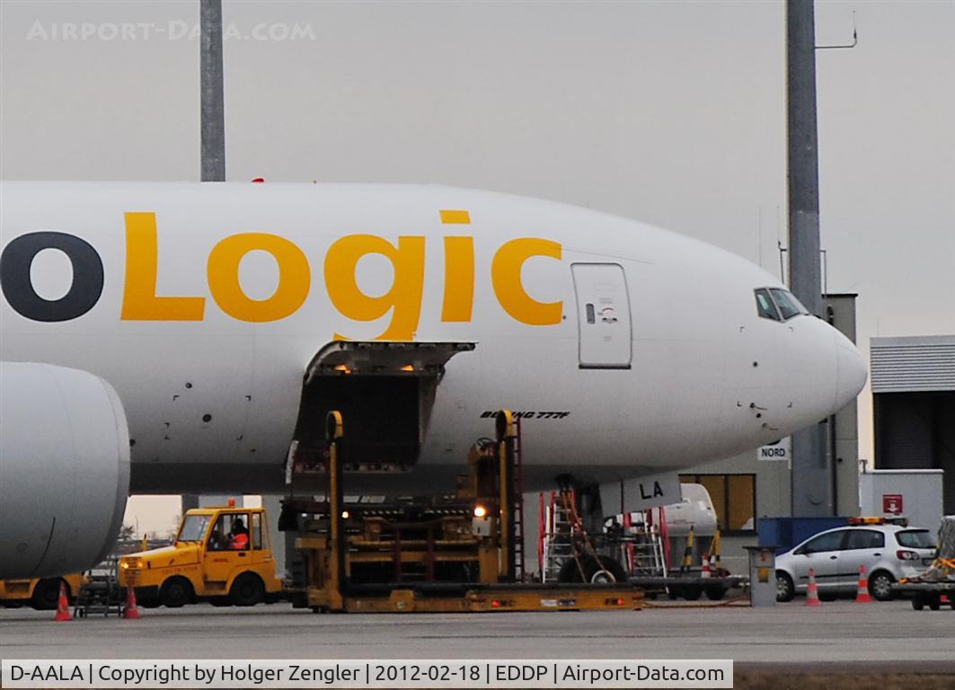 D-AALA, 2009 Boeing 777-FZN C/N 36001, Close shot to loading activities on AeroLogic´s Alpha.....