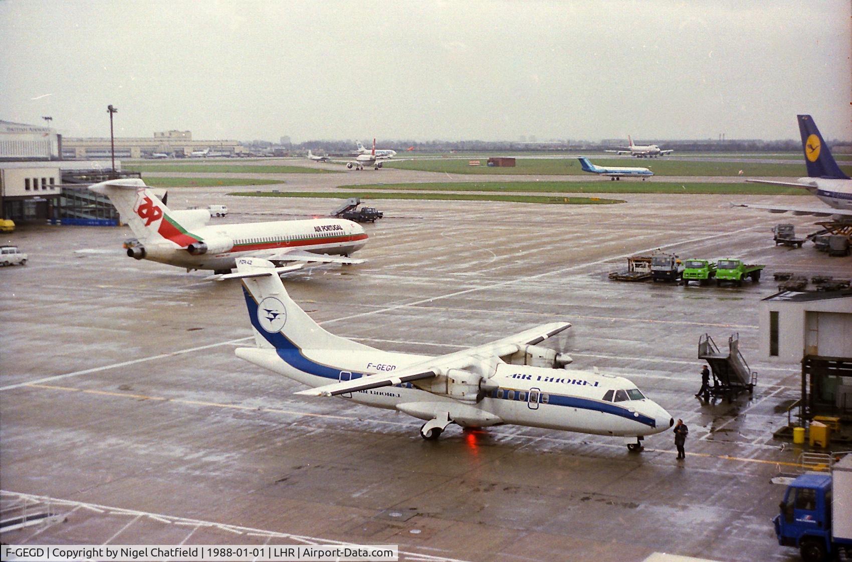 F-GEGD, 1985 ATR 42-312 C/N 004, F-GEGD ATR 42-300 at London Heathrow in 1988.