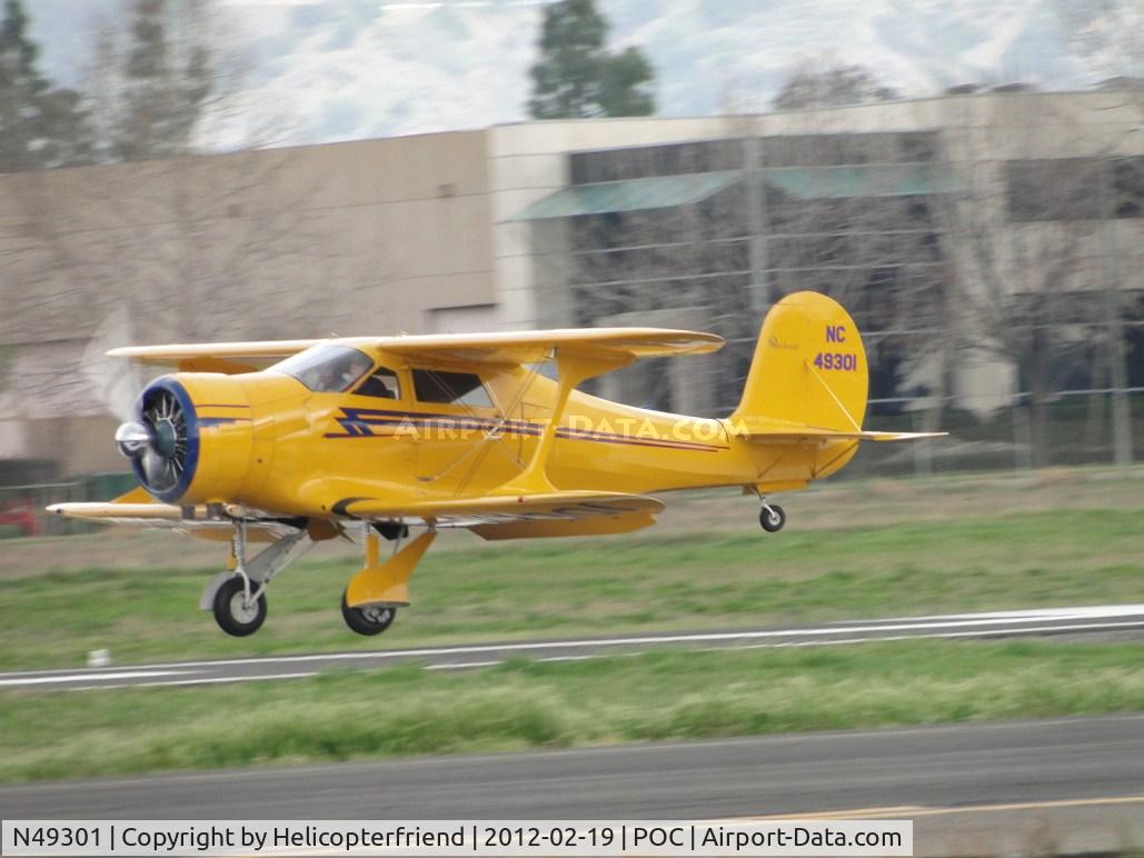 N49301, 1938 Beech F17D Staggerwing C/N 250, Getting ready to touch down on 26L