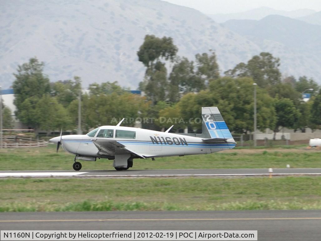 N1160N, 1982 Mooney M20J 201 C/N 24-1274, Rolling out after landing on 26L