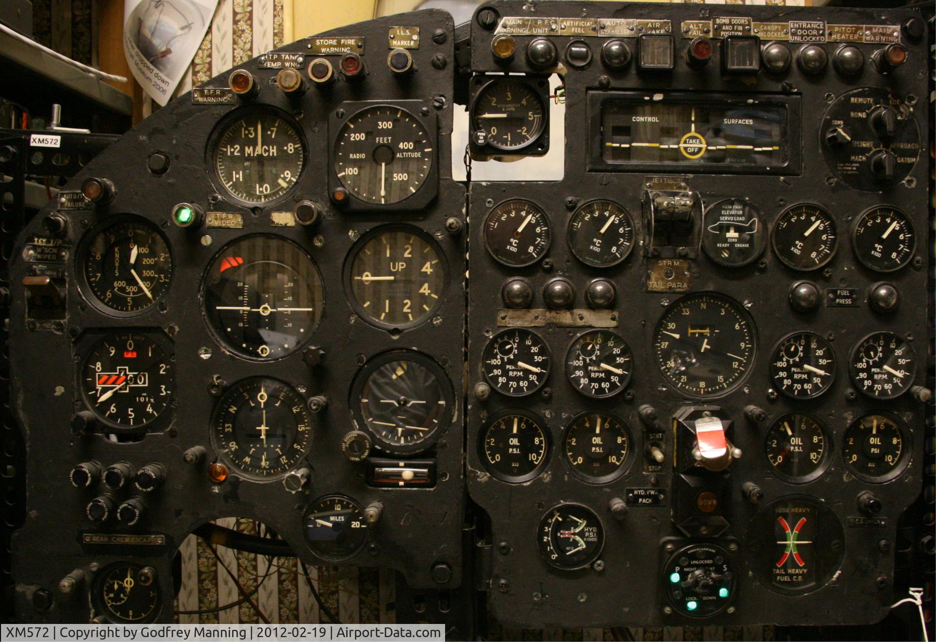XM572, 1963 Avro Vulcan B.2 C/N Set 53, XM572: Believed to be the only surviving parts, these panels are in my Aircraft Museum. As you can see, some of the equipment has been wired up so as to function as in the original aircraft. Godfrey Manning.