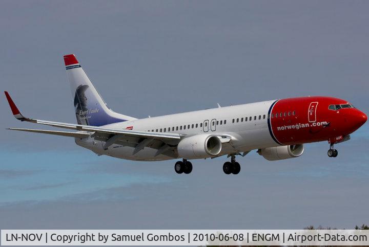 LN-NOV, 2010 Boeing 737-8FZ C/N 31713, Norwegian air (DY) are landing in Oslo-Gardermoen (OSL) LN-NOV (Evert Taube)...coming from Alicante (ALC) on a Spring afternoon:)