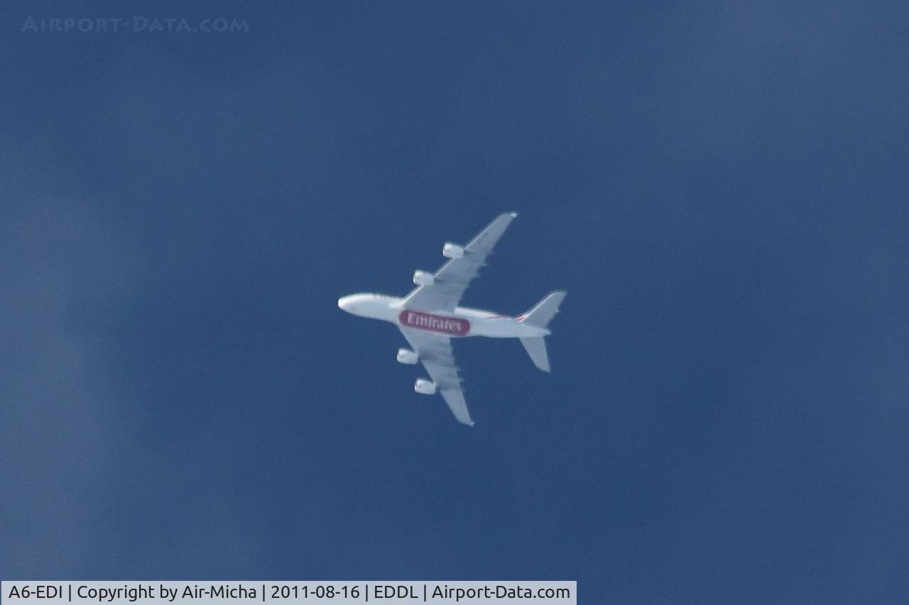 A6-EDI, 2009 Airbus A380-861 C/N 028, Overflight in 40000 ft, A6-EDI,  Emirates, Airbus A380