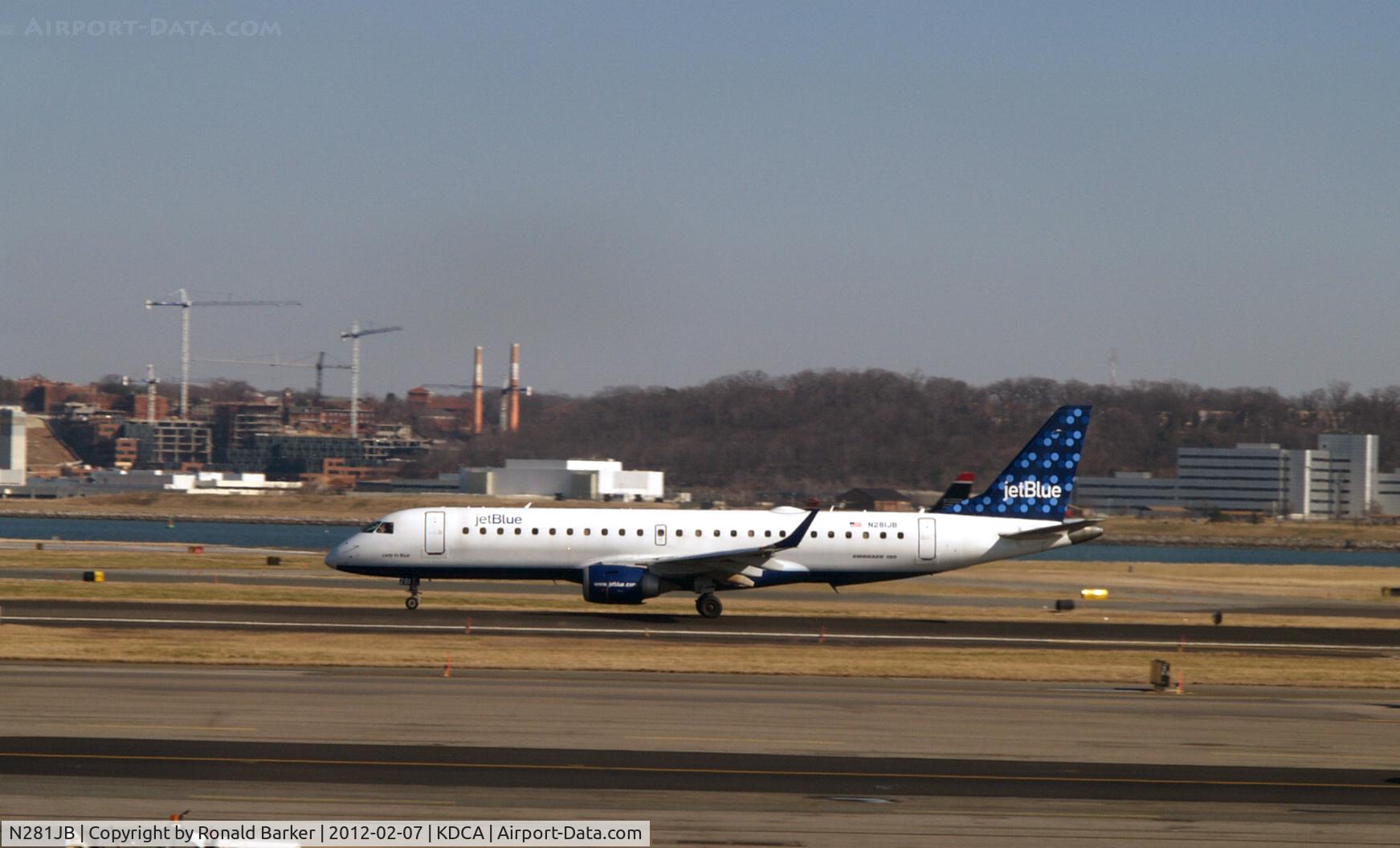N281JB, 2007 Embraer 190AR (ERJ-190-100IGW) C/N 19000103, Take off roll DCA, VA