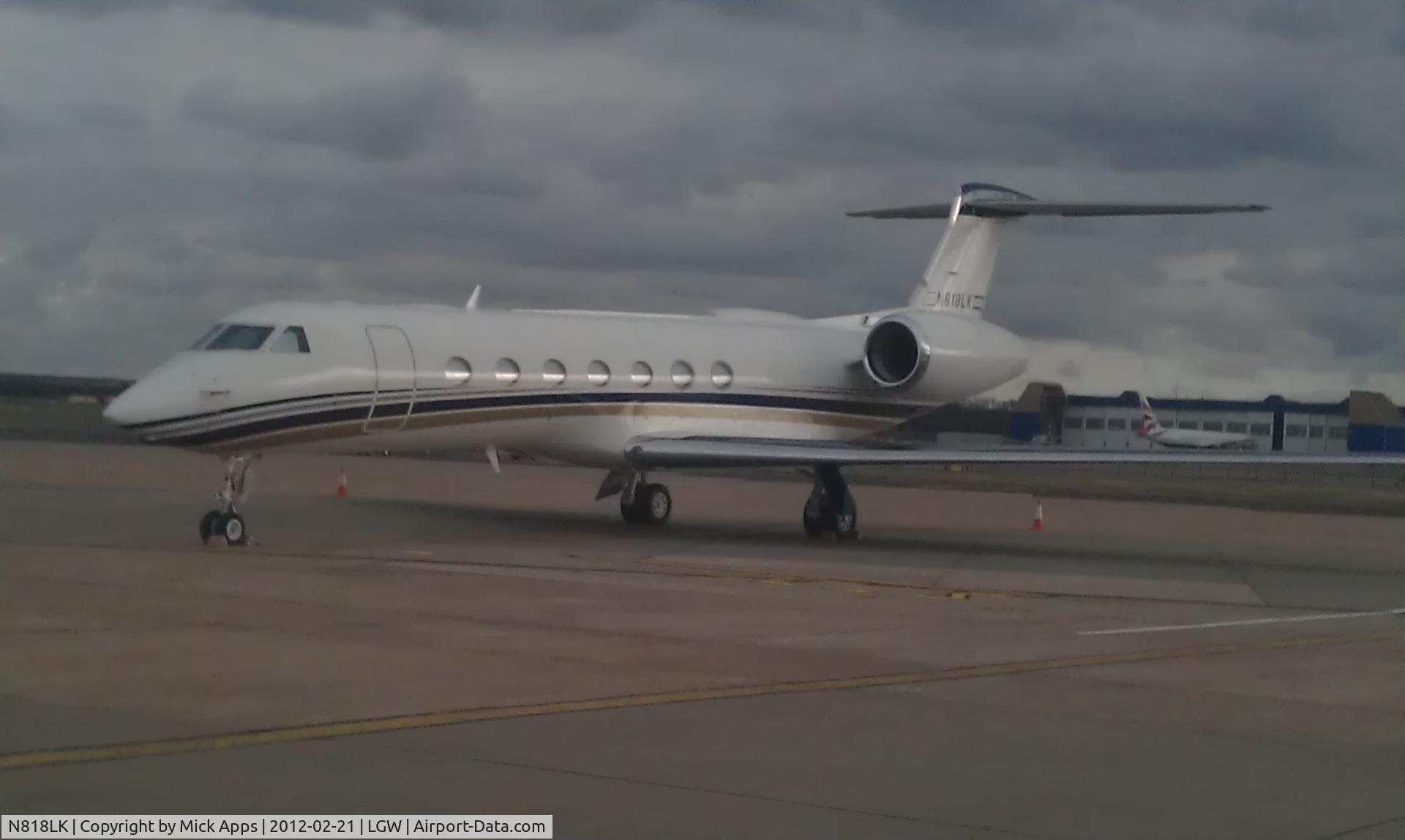 N818LK, 2010 Gulfstream Aerospace GV-SP (G550) C/N 5311, On stand 145R @ London Gatwick Airport 
21/2/2012.