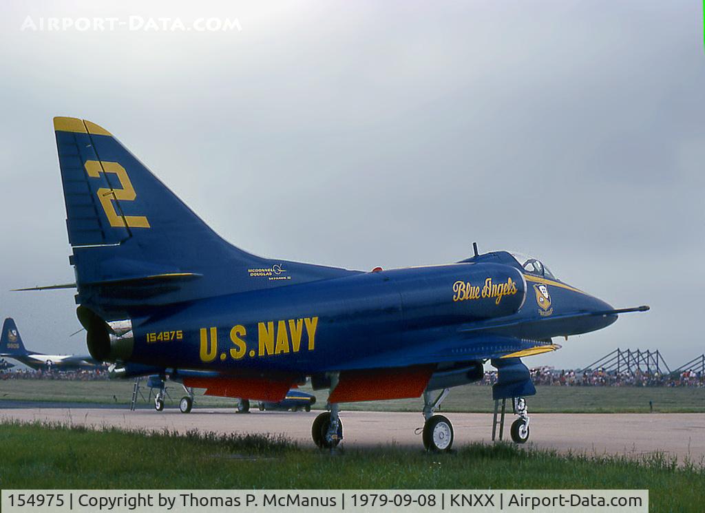 154975, Douglas A-4F Skyhawk C/N 13791, Displaying Blue Angel #2, photographed while on display at NAS Willow Grove,PA.,  08 September 1979.  (35mm, Ektachrome 64)