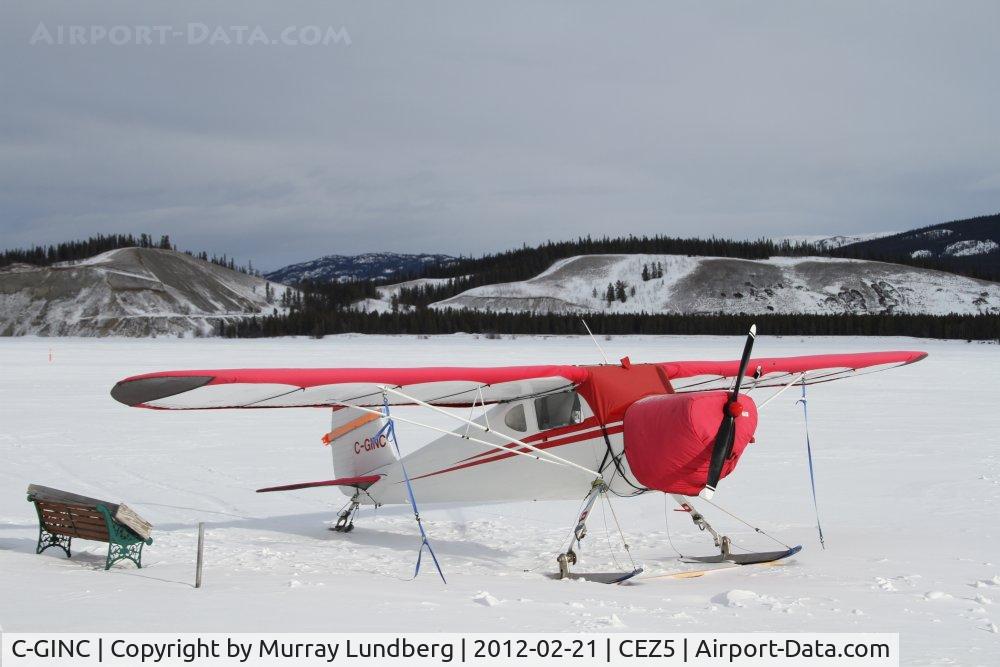 C-GINC, 1946 Cessna 140 C/N 8166, On skis on frozen Lake Schwatka - Whitehorse, Yukon.