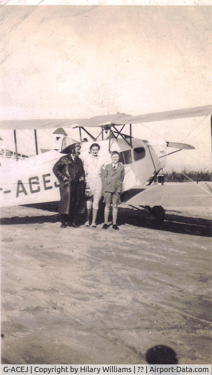 G-ACEJ, 1933 De Havilland DH.83 Fox Moth C/N 4069, This was in a collection of photographs belonging to my late Aunt. No idea who or where the people are but I guess the aircraft would not have been too old then.  Any information gratefully received!!