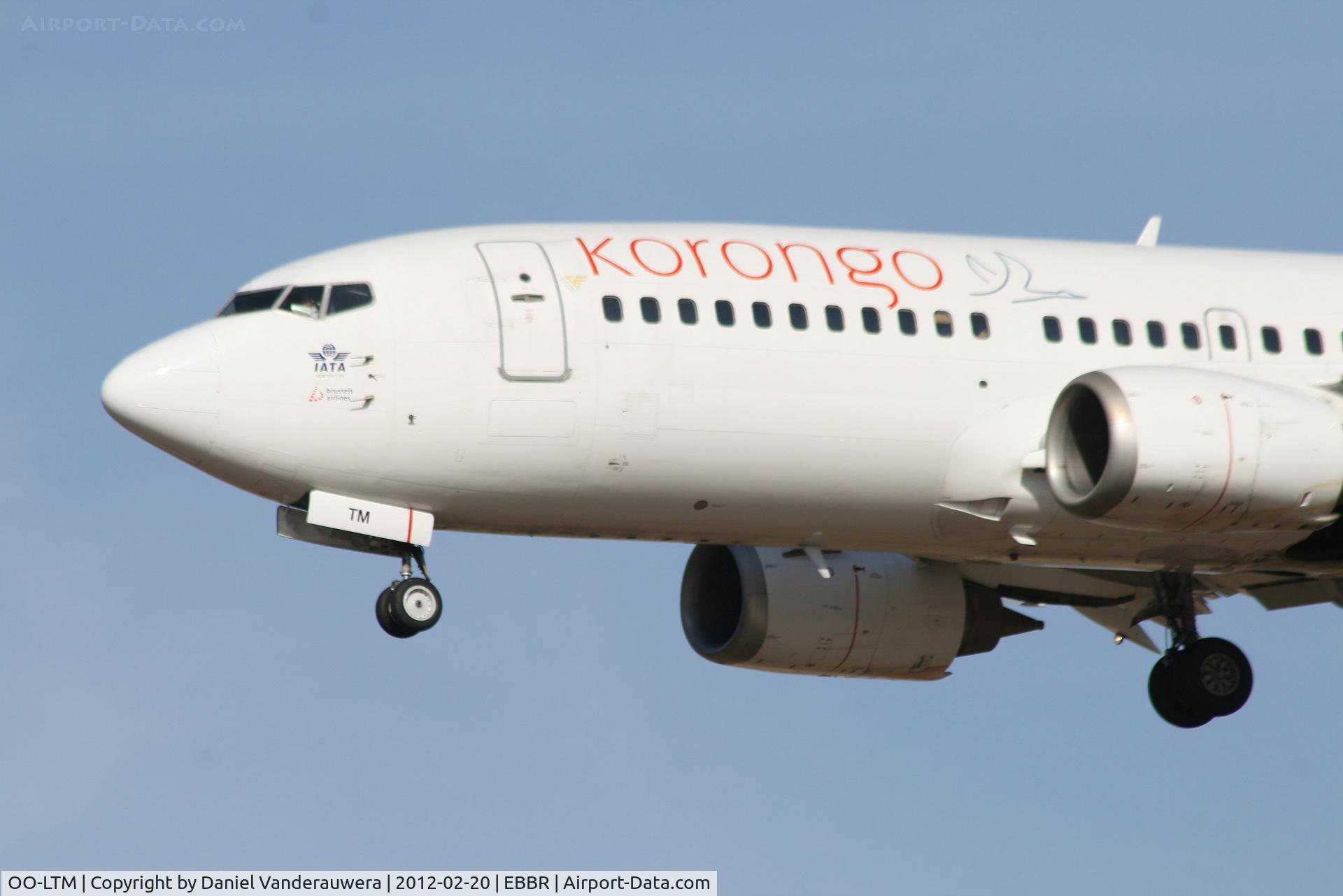 OO-LTM, 1991 Boeing 737-3M8 C/N 25070, Arrival of flight SN3634 to RWY 25L