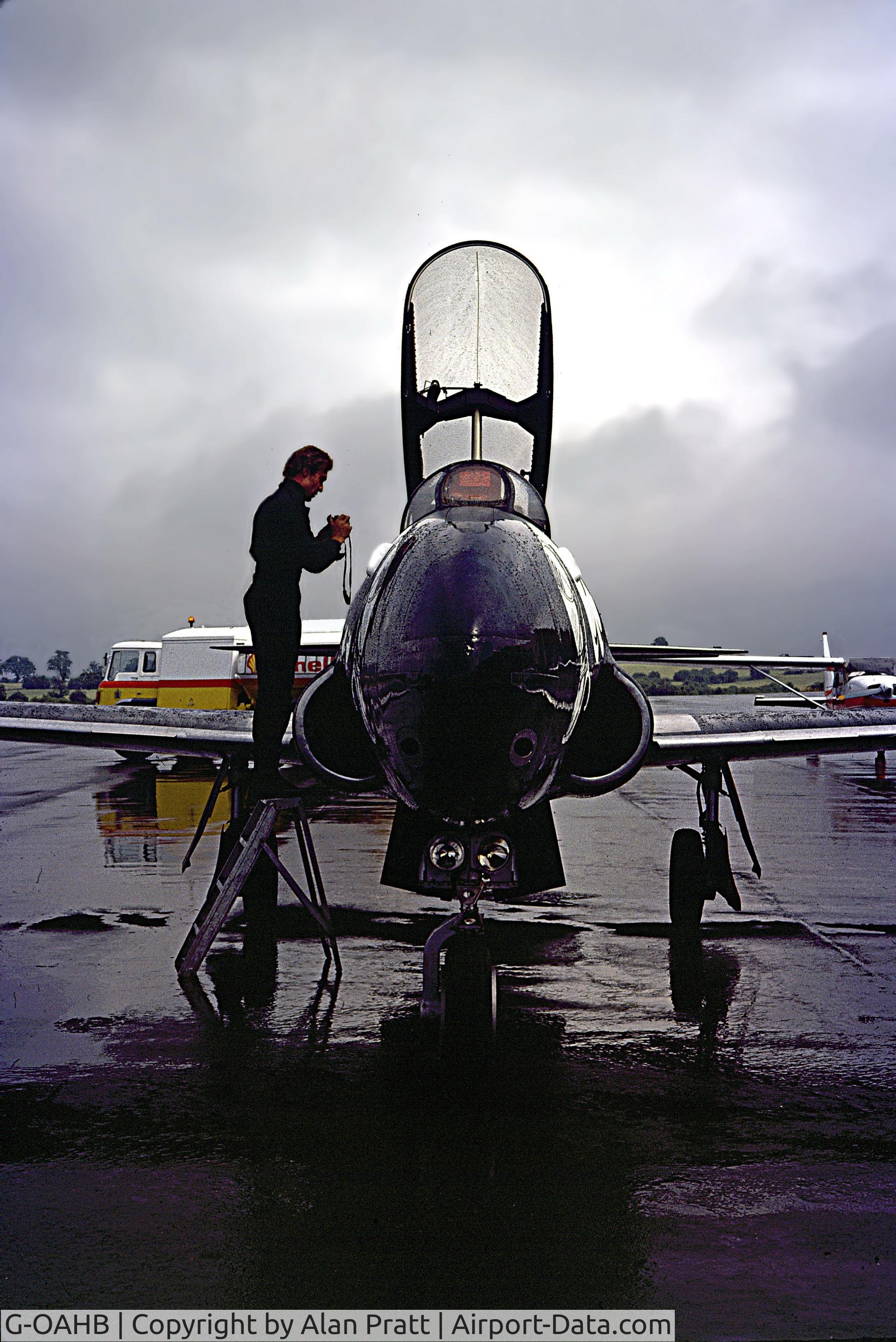 G-OAHB, 1954 Canadair CT-133 Silver Star 3 C/N T33-261, Aircraft in for refuelling sometime in 1970`s . Unable to give specific date.
