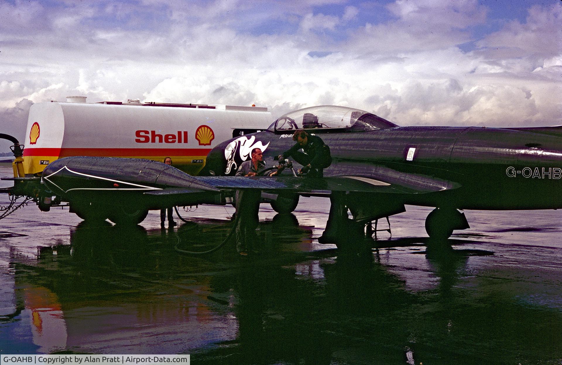 G-OAHB, 1954 Canadair CT-133 Silver Star 3 C/N T33-261, Aircraft in for refuelling sometime in 1970`s . Unable to give specific date.